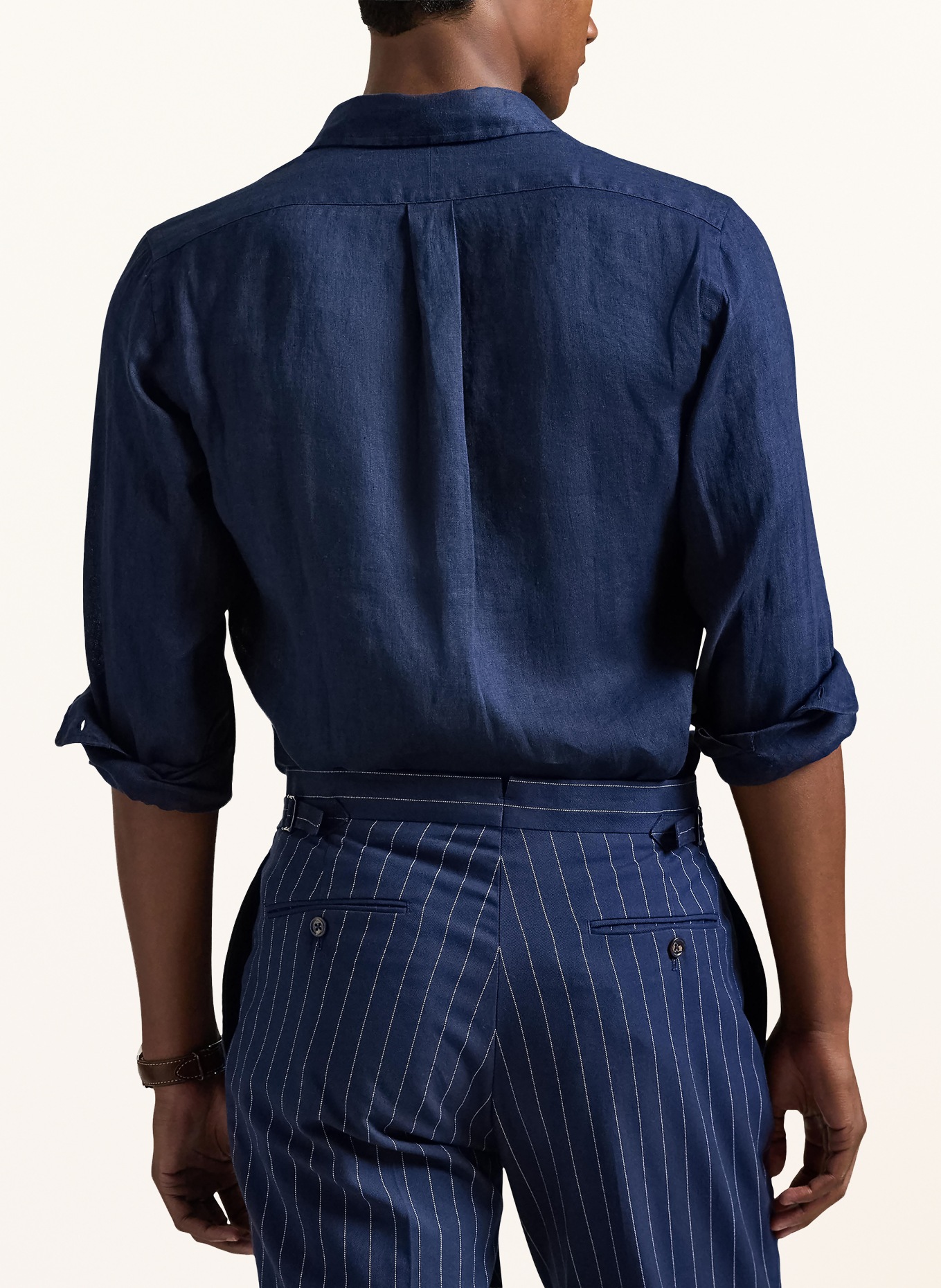 POLO RALPH LAUREN Koszula lniana custom fit: GRANATOWY