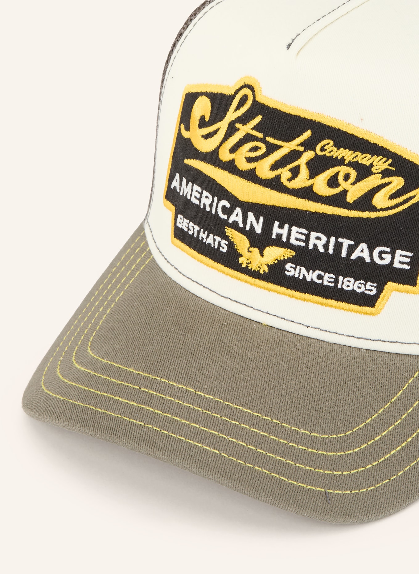 STETSON Czapka z daszkiem AMERICAN HERITAGE: OLIWKOWY / ECRU / CIEMNOŻÓŁTY