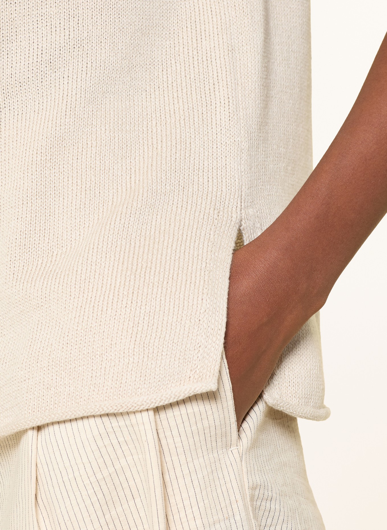 Marc O'Polo Strickshirt mit Leinen: BEIGE