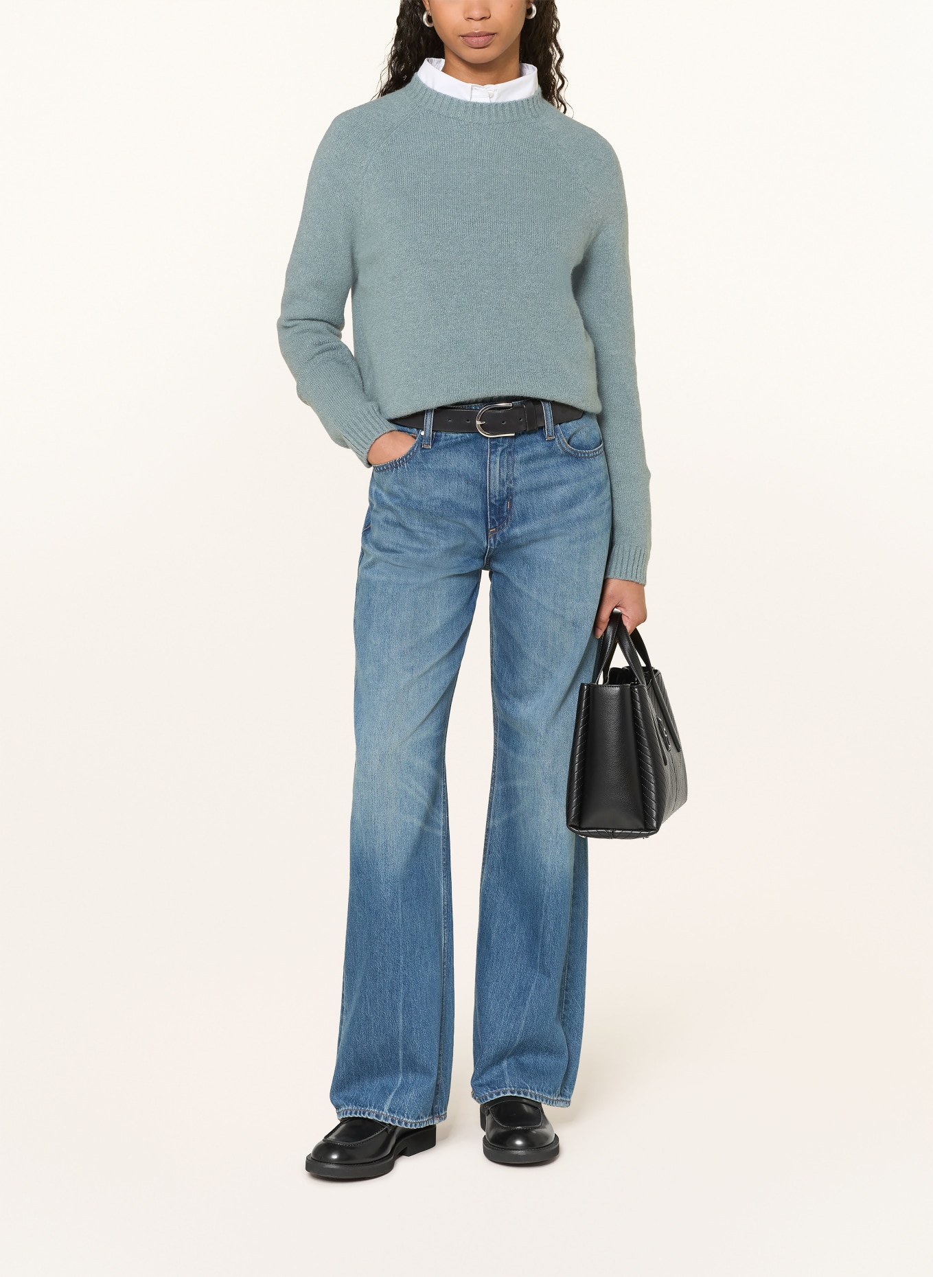 BOSS Sweater FEBISAN with alpaca: TURQUOISE