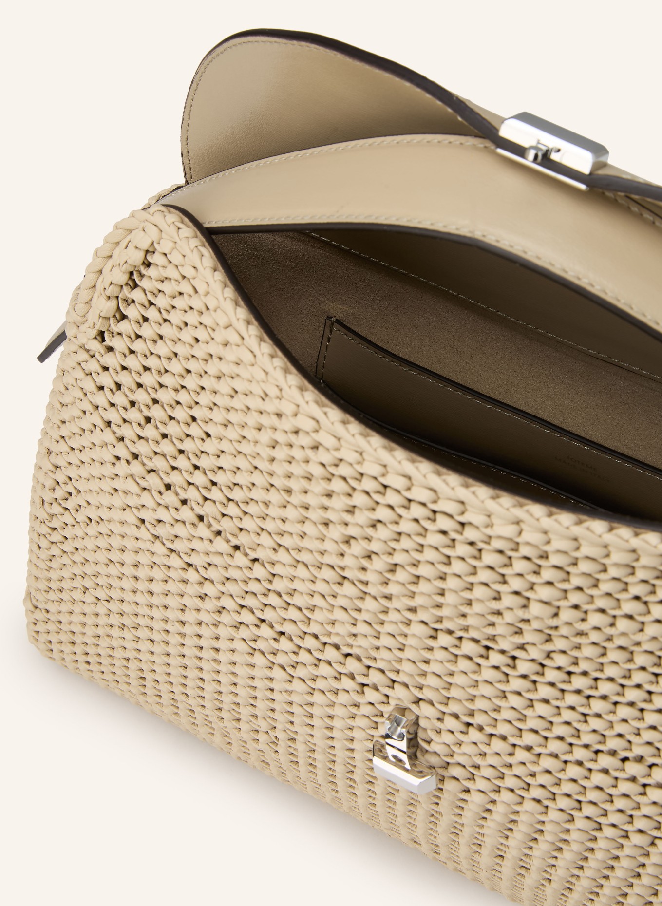 TOTEME Handtasche T-LOCK: BEIGE / SILBER