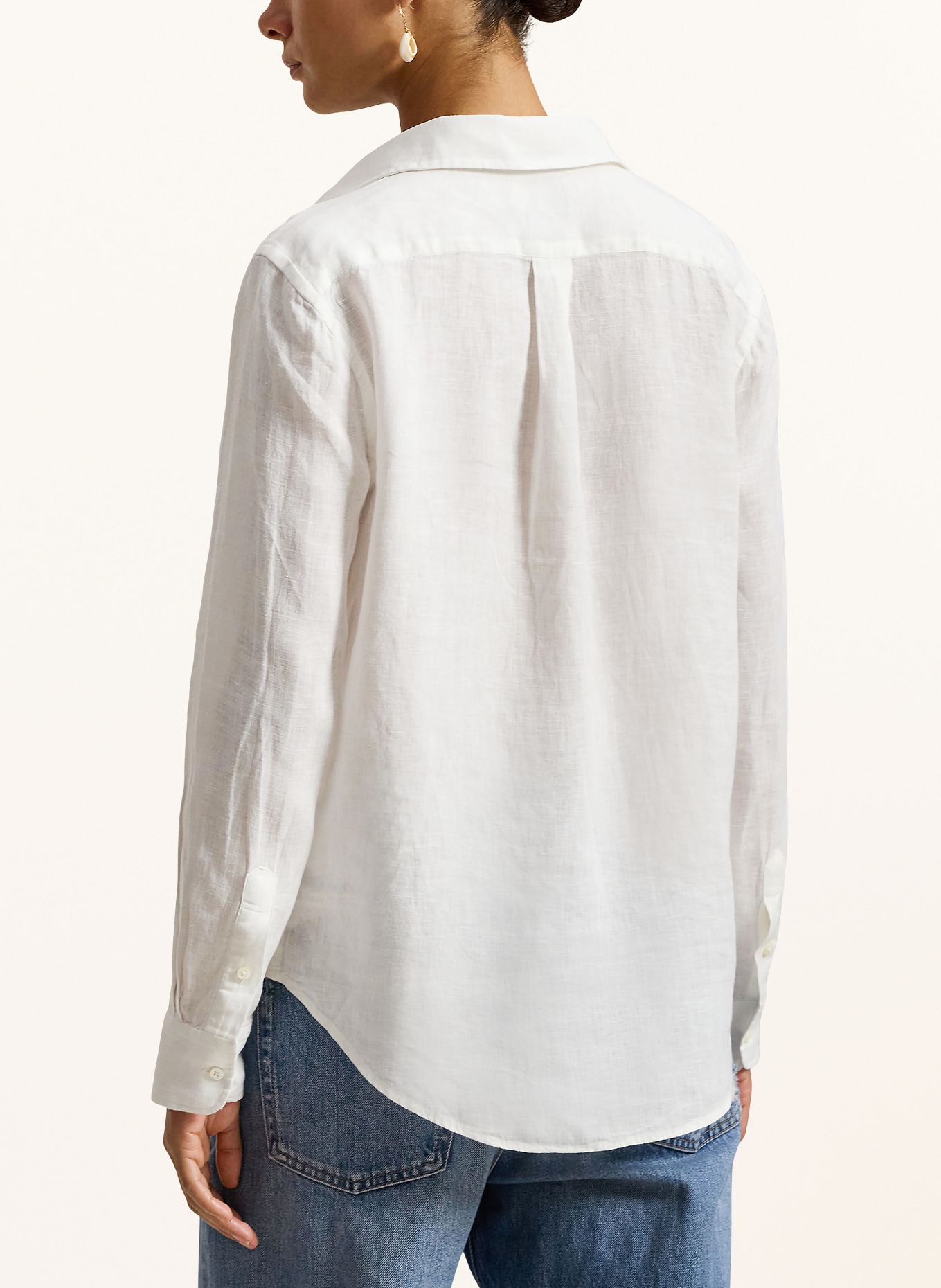 POLO RALPH LAUREN Lněná košilová halenka: BÍLÁ