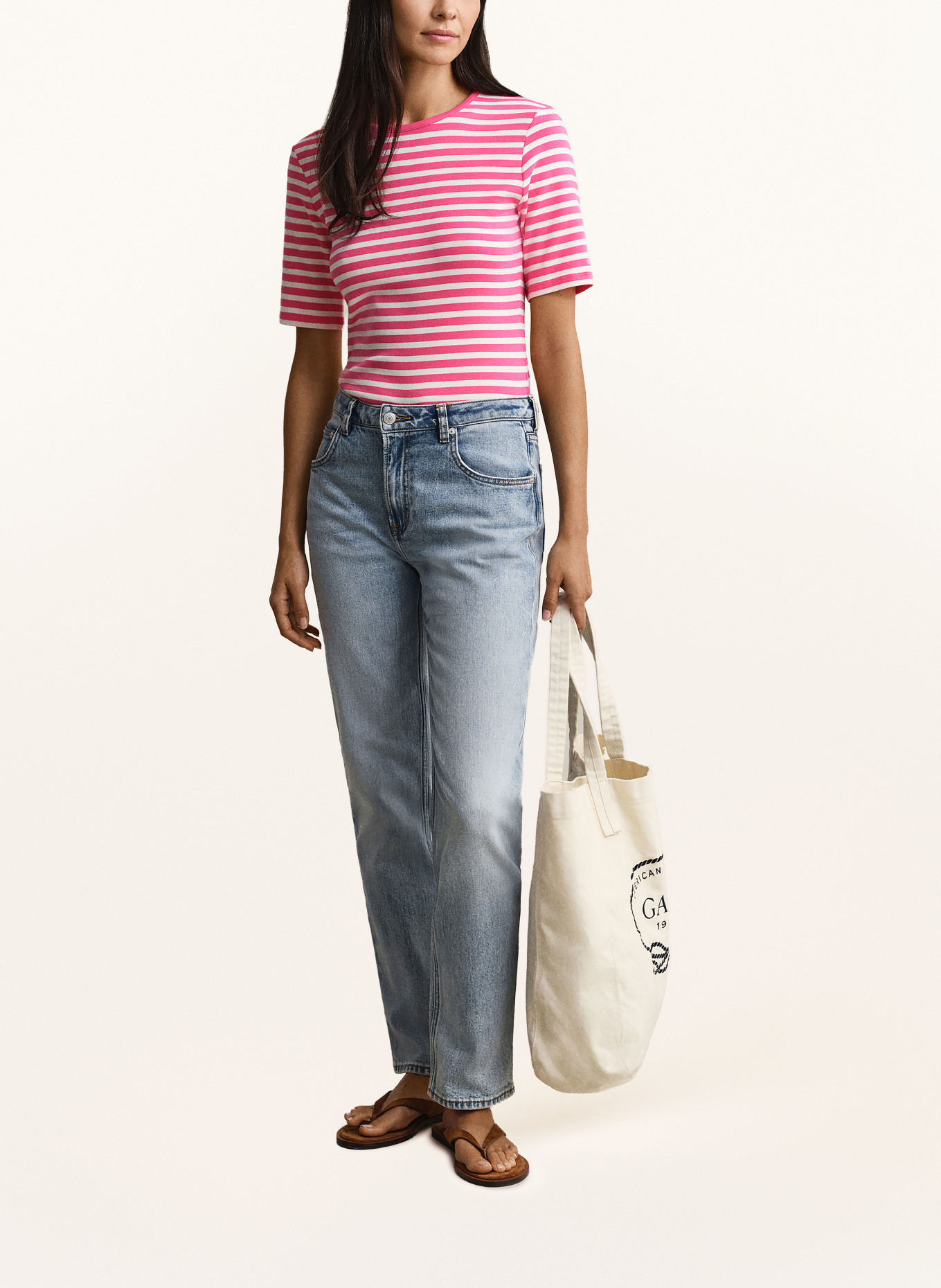 GANT Tričko: RŮŽOVÁ / KRÉMOVÁ