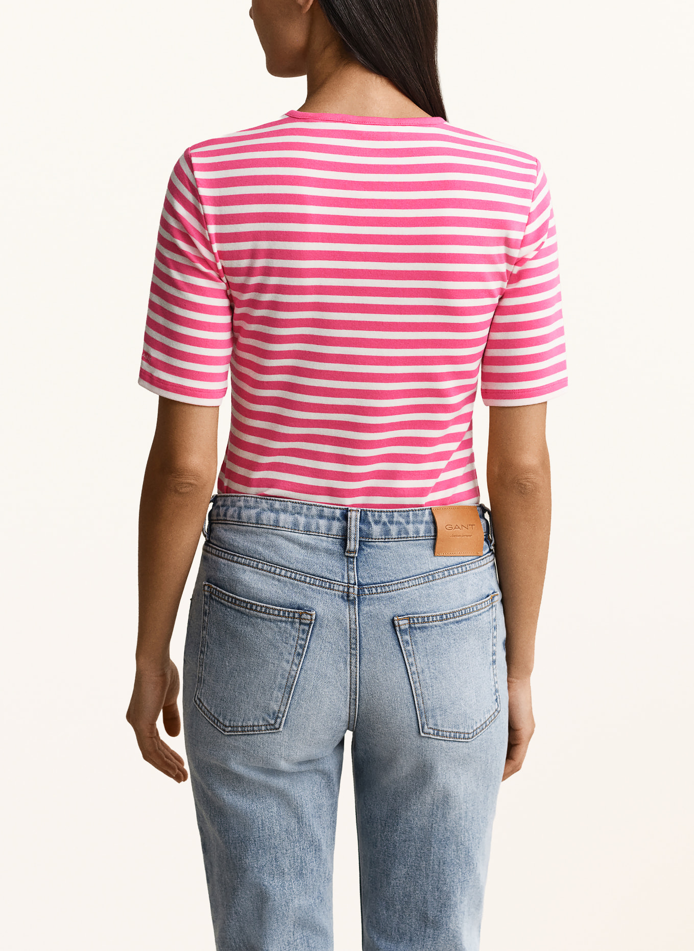 GANT Tričko: RŮŽOVÁ / KRÉMOVÁ