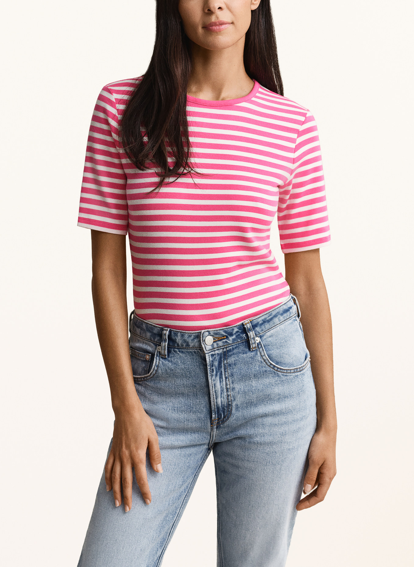 GANT Tričko: RŮŽOVÁ / KRÉMOVÁ