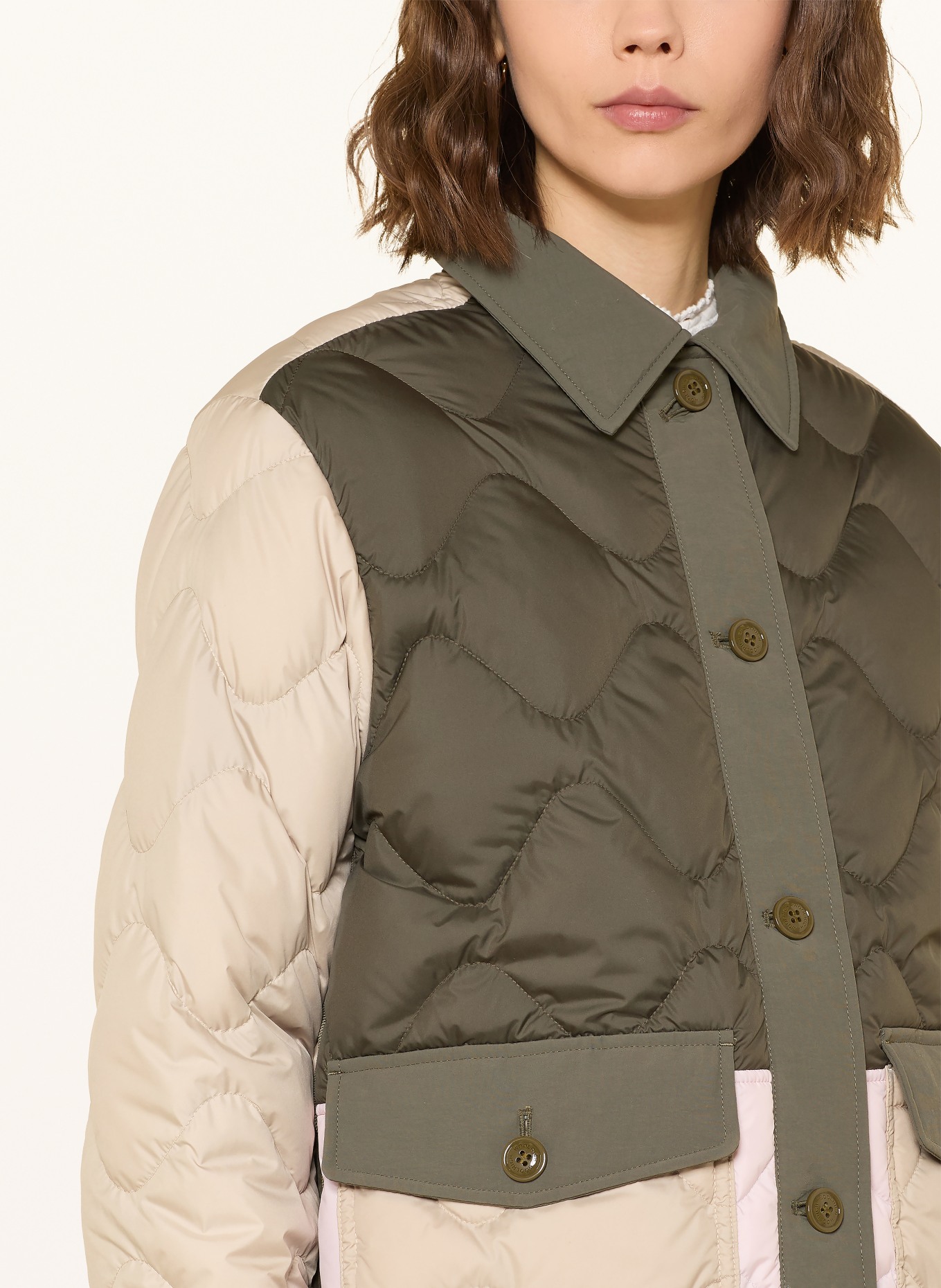 WOOLRICH Prošívaná bunda HERITAGE: BÉŽOVÁ / RŮŽOVÁ / KHAKI