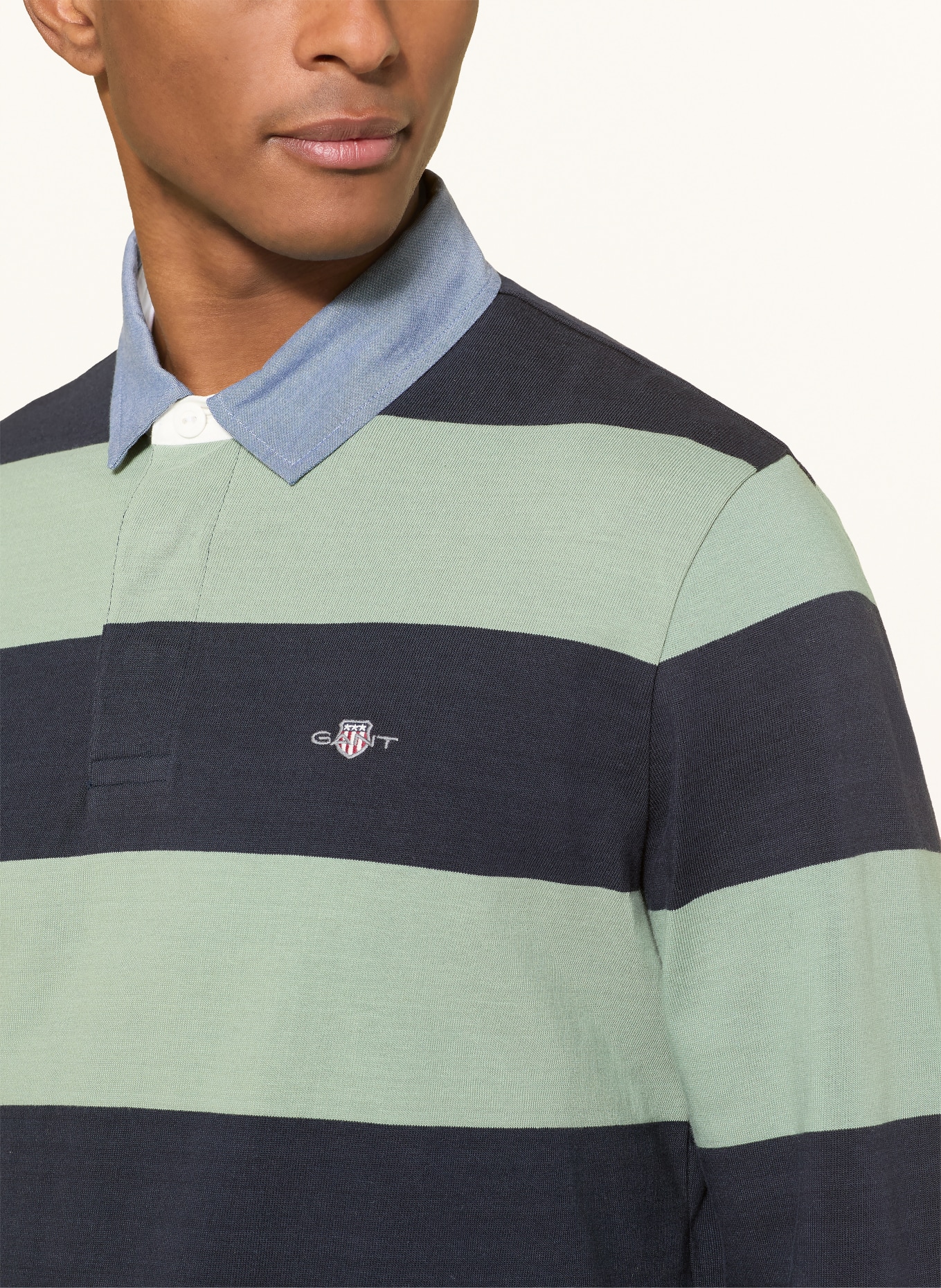 GANT maillot de rugby: BLEU FONCÉ / BLEU GRIS / MENTHE