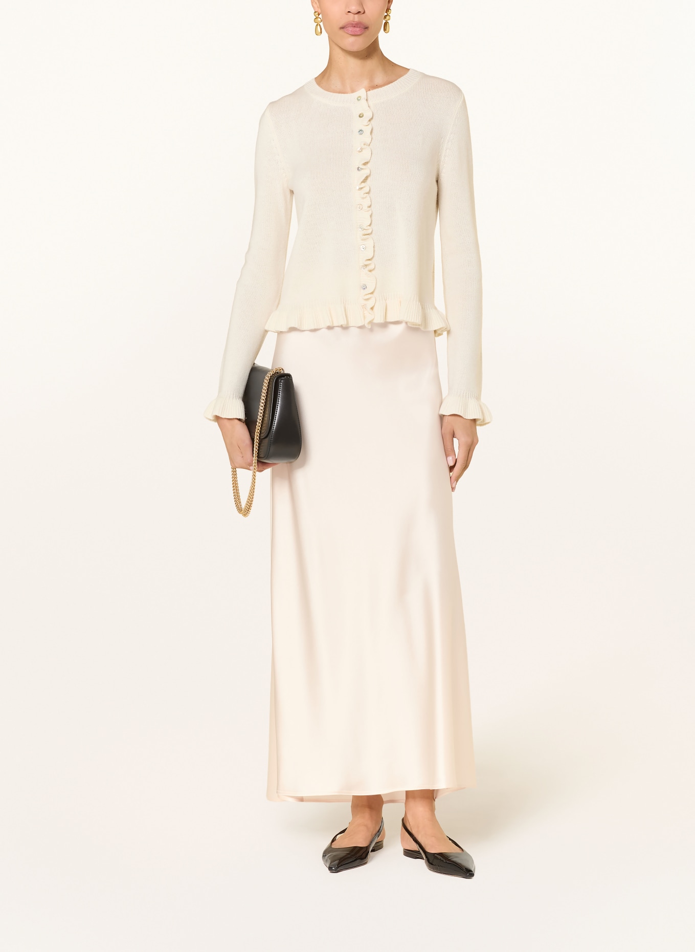 LADNERI Satin skirt LE PLAINE: CREAM