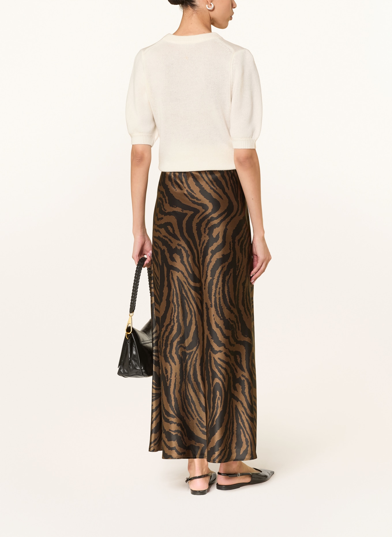 LADNERI Satin skirt LE PLAINE: DARK BROWN / BLACK