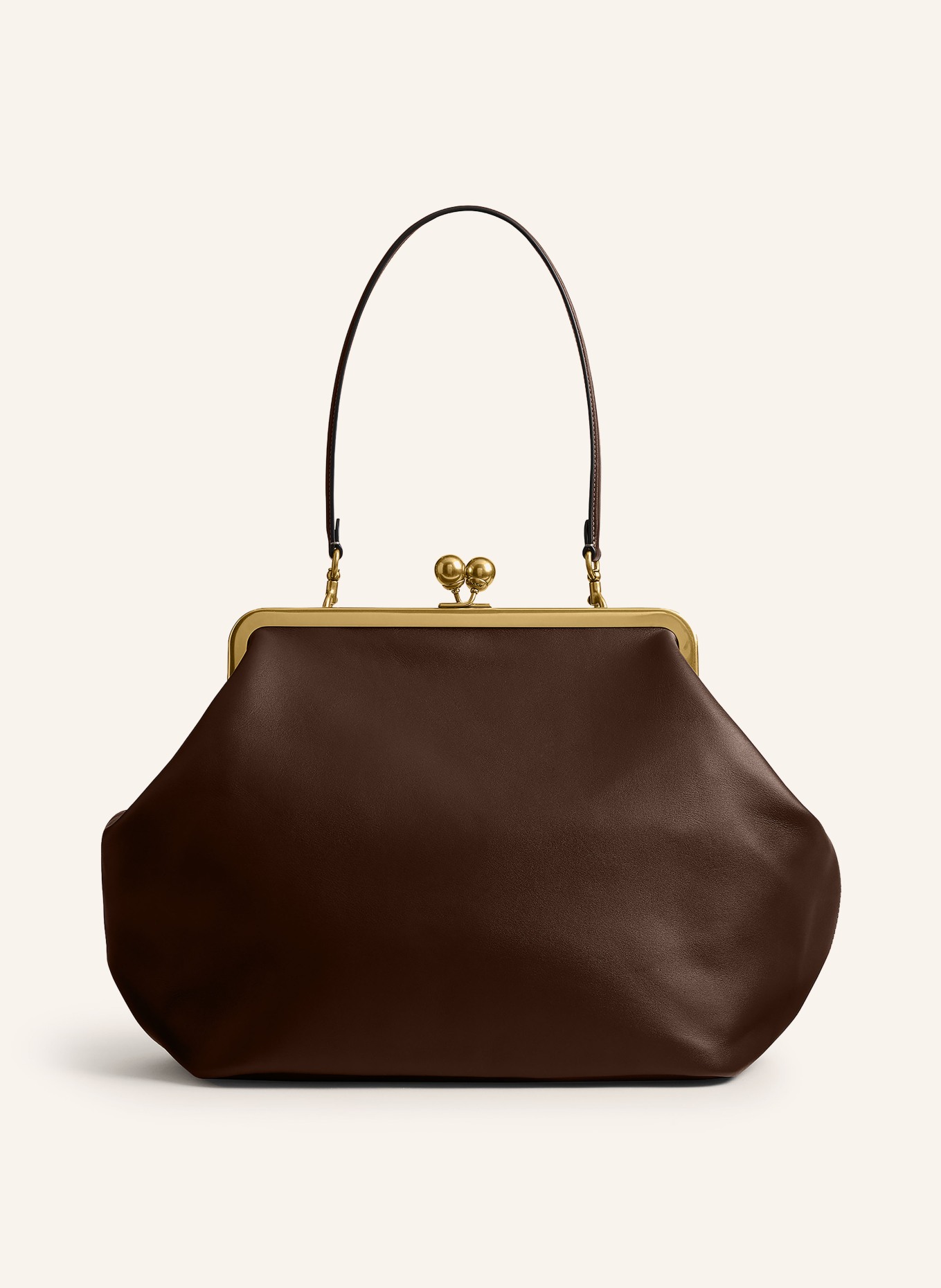 COACH Handbag KISSLOCK FRAME LARGE: DARK BROWN / GOLD