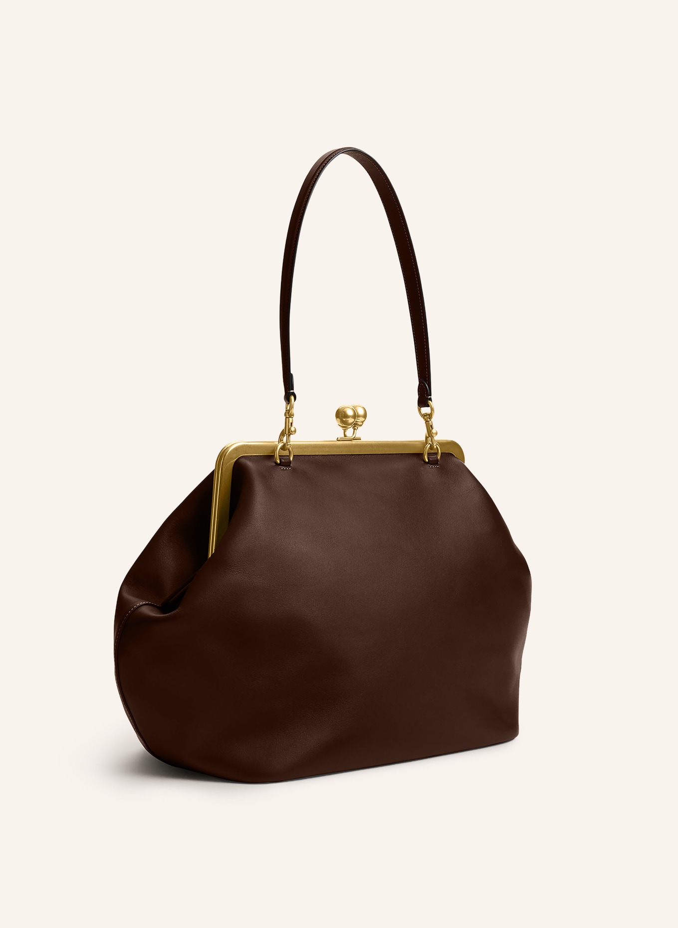 COACH Handbag KISSLOCK FRAME LARGE: DARK BROWN / GOLD