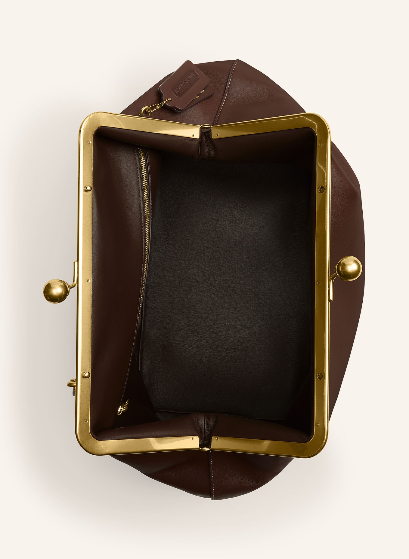 COACH Handbag KISSLOCK FRAME LARGE: DARK BROWN / GOLD