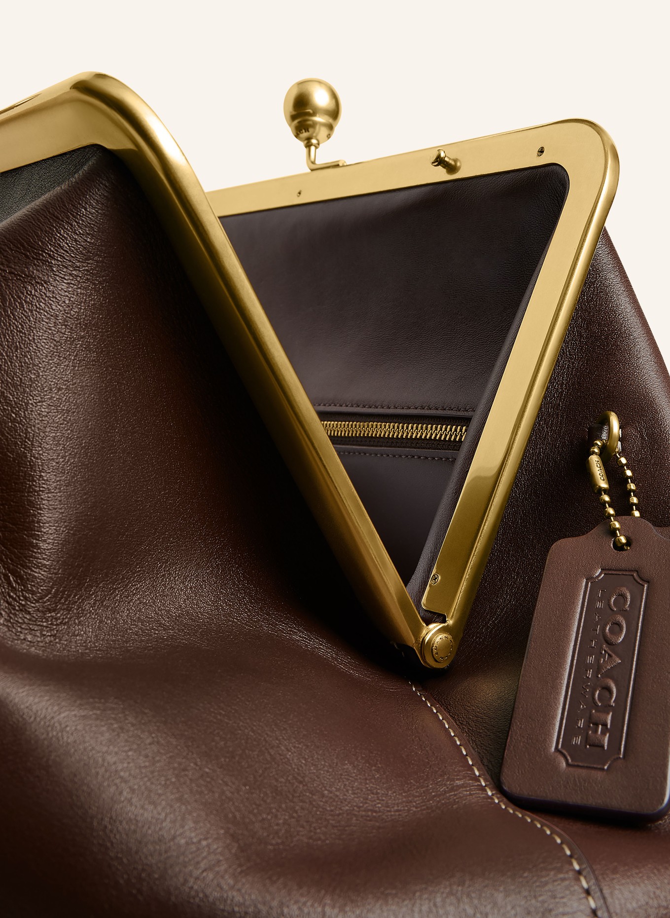 COACH Handbag KISSLOCK FRAME LARGE: DARK BROWN / GOLD