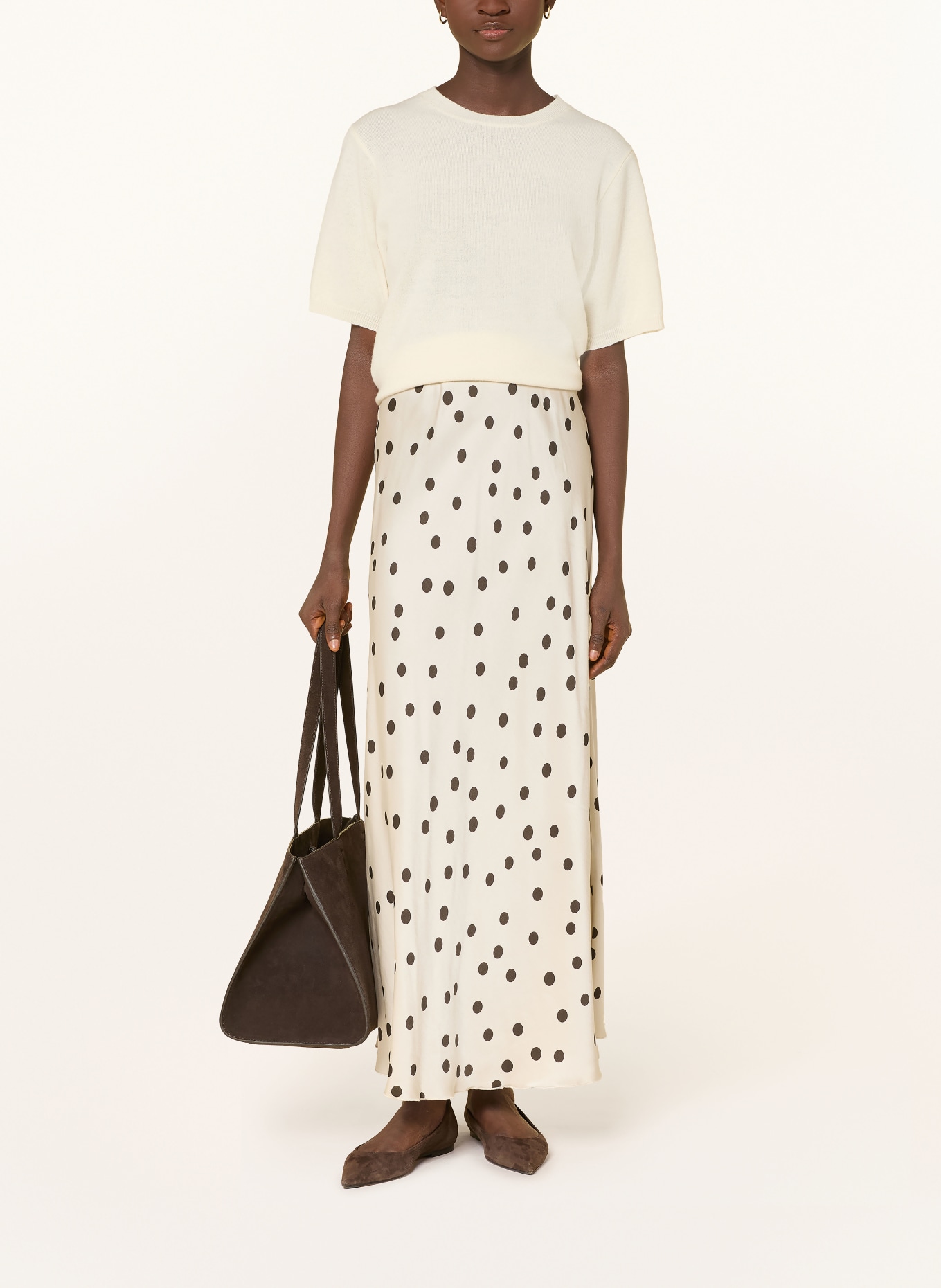 MSCH COPENHAGEN Satinrock MSCHCLARETTE: BEIGE / SCHWARZ