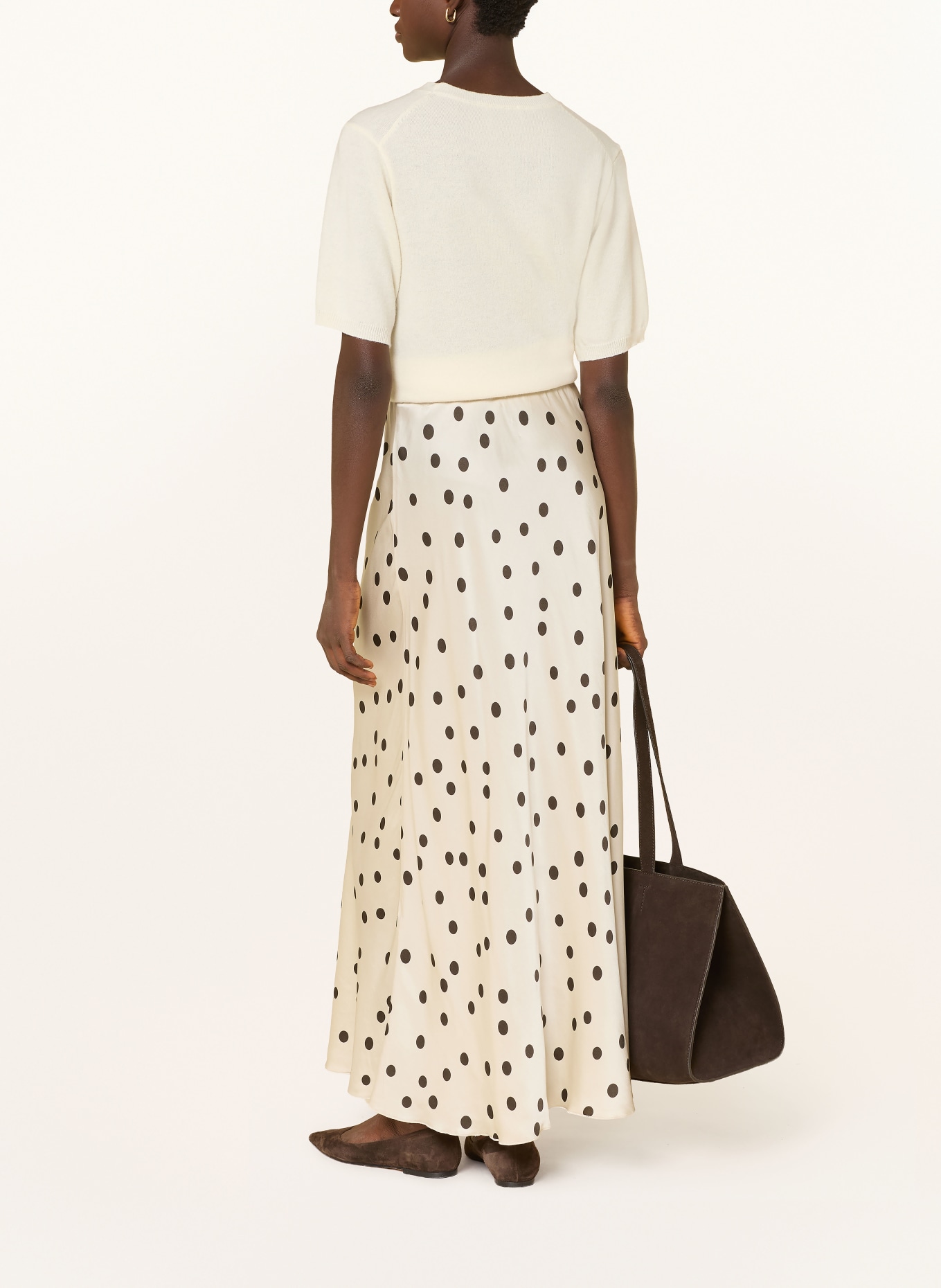 MSCH COPENHAGEN Satinrock MSCHCLARETTE: BEIGE / SCHWARZ