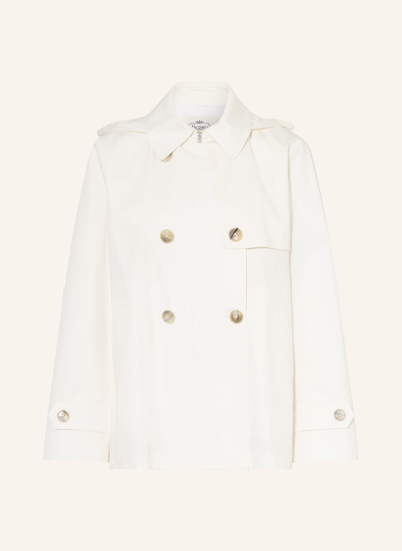 HERNO Trenchcoat mit abnehmbarer Kapuze: CREME