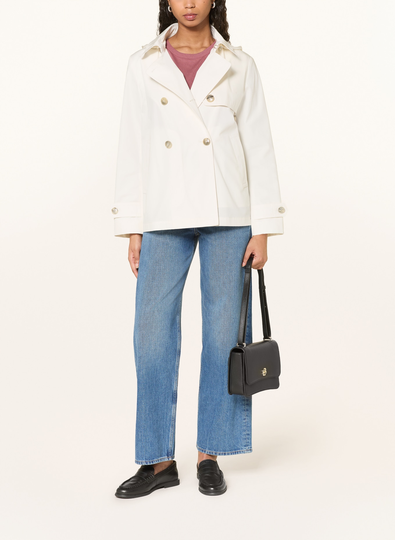 HERNO Trenchcoat mit abnehmbarer Kapuze: CREME