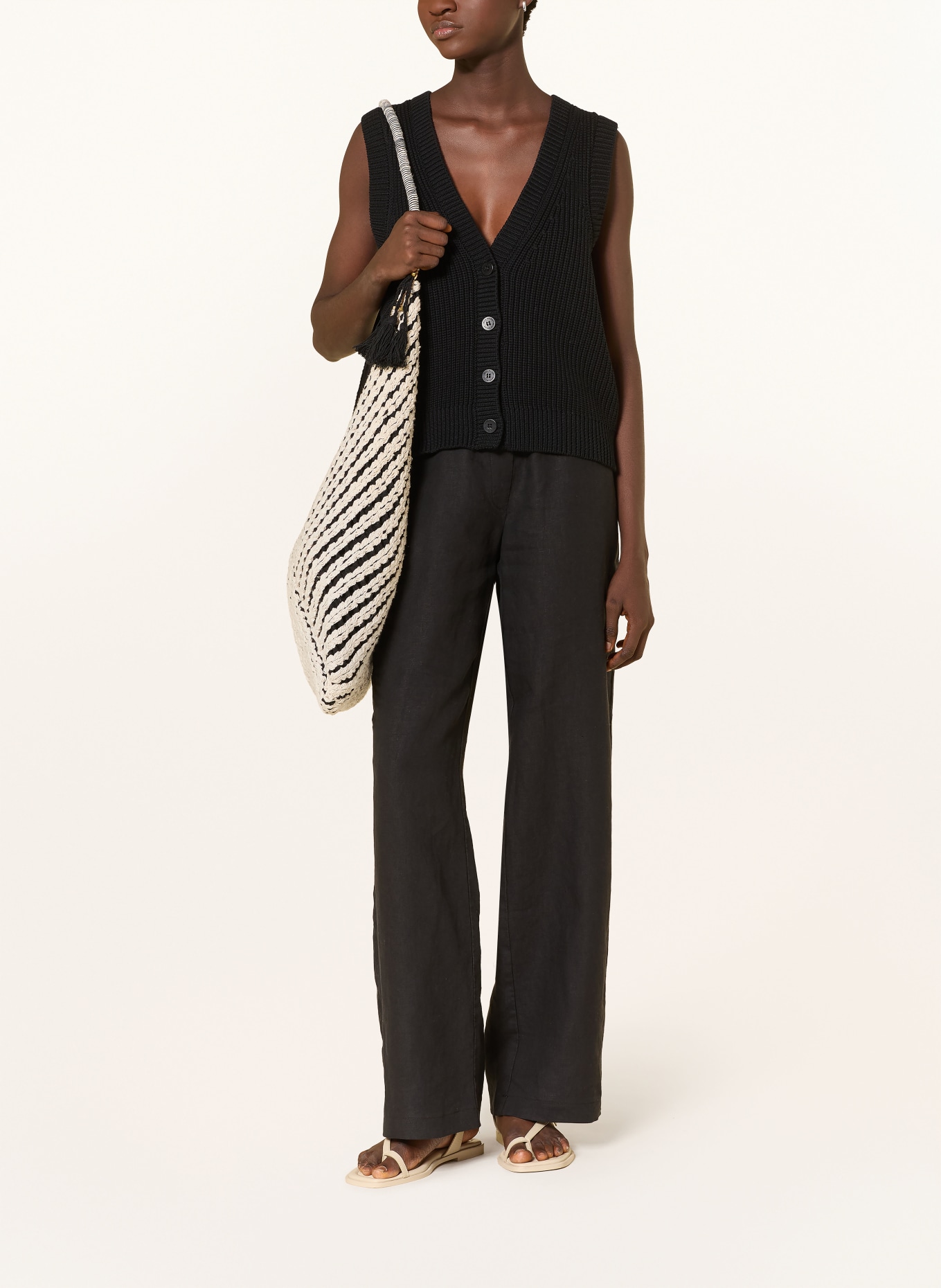 MAC Leinenhose CHIARA: SCHWARZ