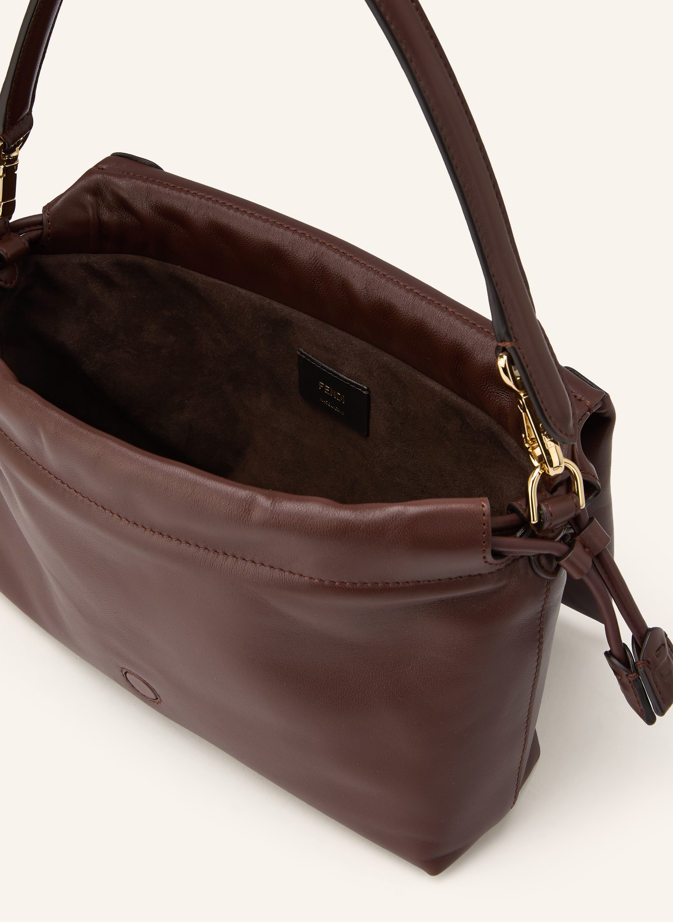 FENDI Handbag MAMMA BAGUETTE MEDIUM: DARK BROWN / GOLD