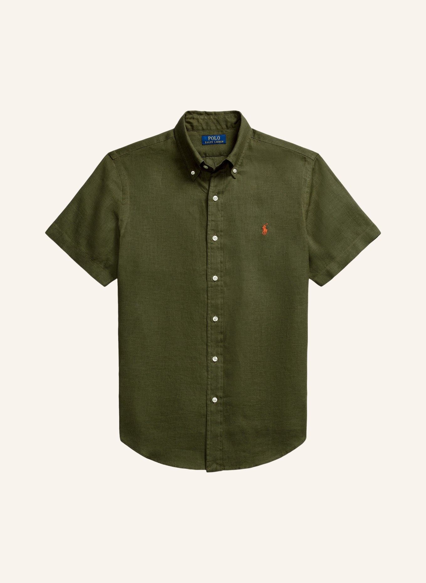 POLO RALPH LAUREN Kurzarm-Hemd Custom Fit aus Leinen: OLIV