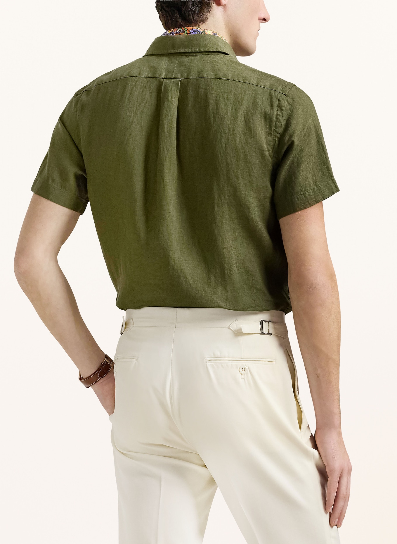 POLO RALPH LAUREN Kurzarm-Hemd Custom Fit aus Leinen: OLIV