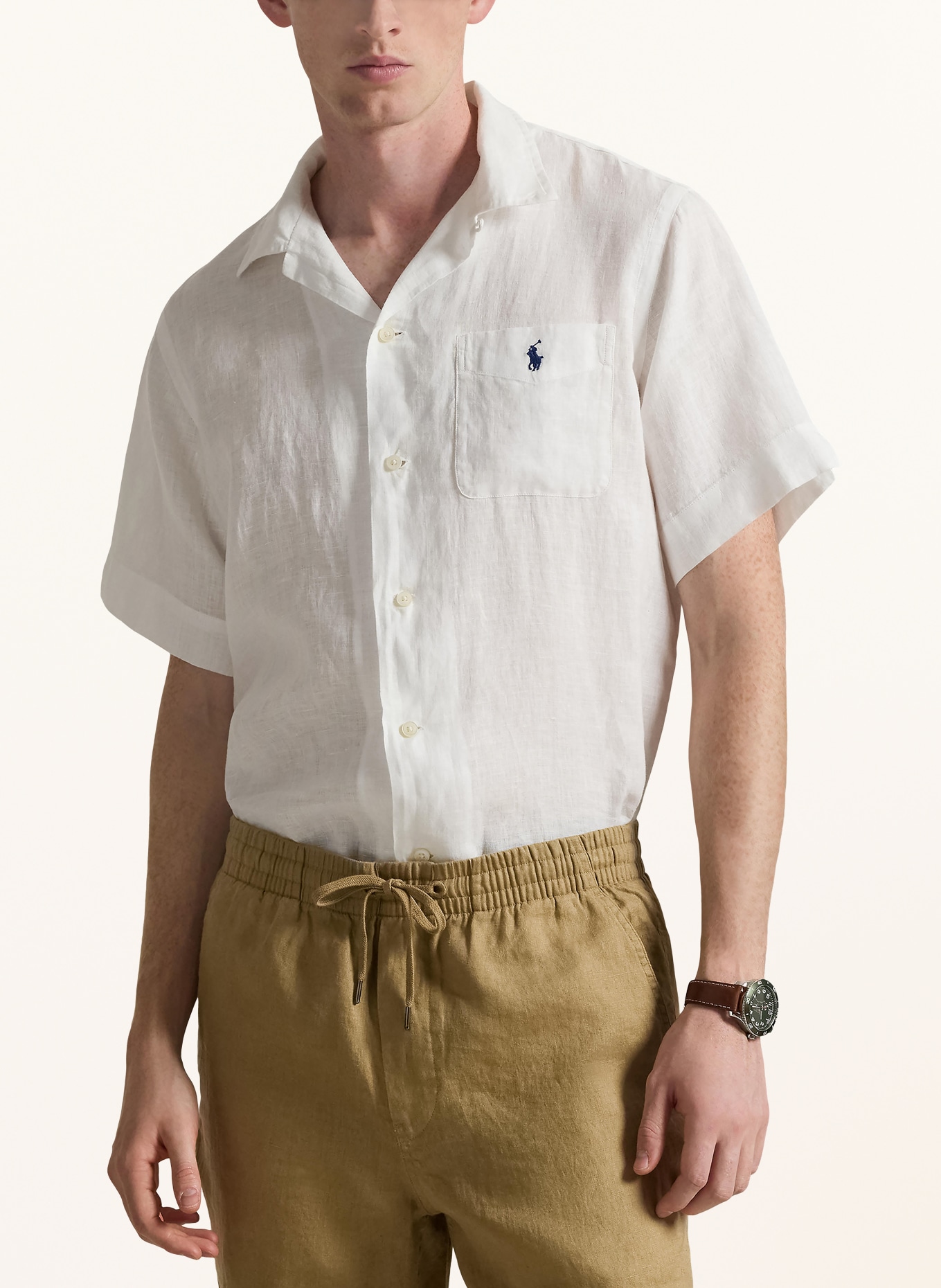 POLO RALPH LAUREN Lněná košile resort Classic Fit: BÍLÁ