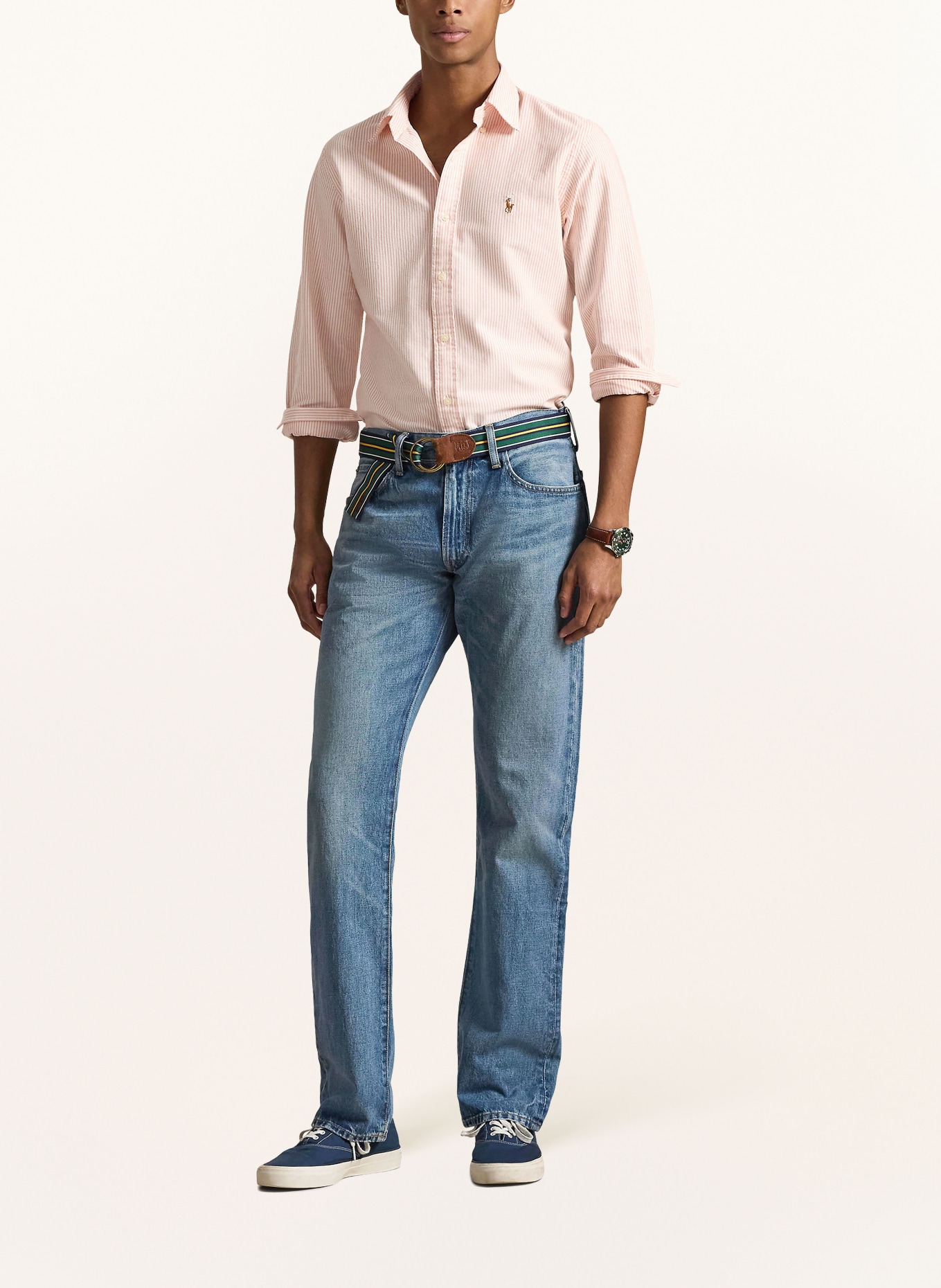 POLO RALPH LAUREN Chemise Custom Fit: ORANGE / BLANC