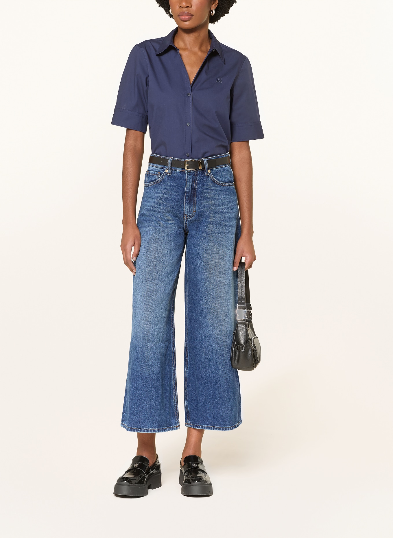 HUGO Hemdbluse THE SUMMER SHIRT: DUNKELBLAU