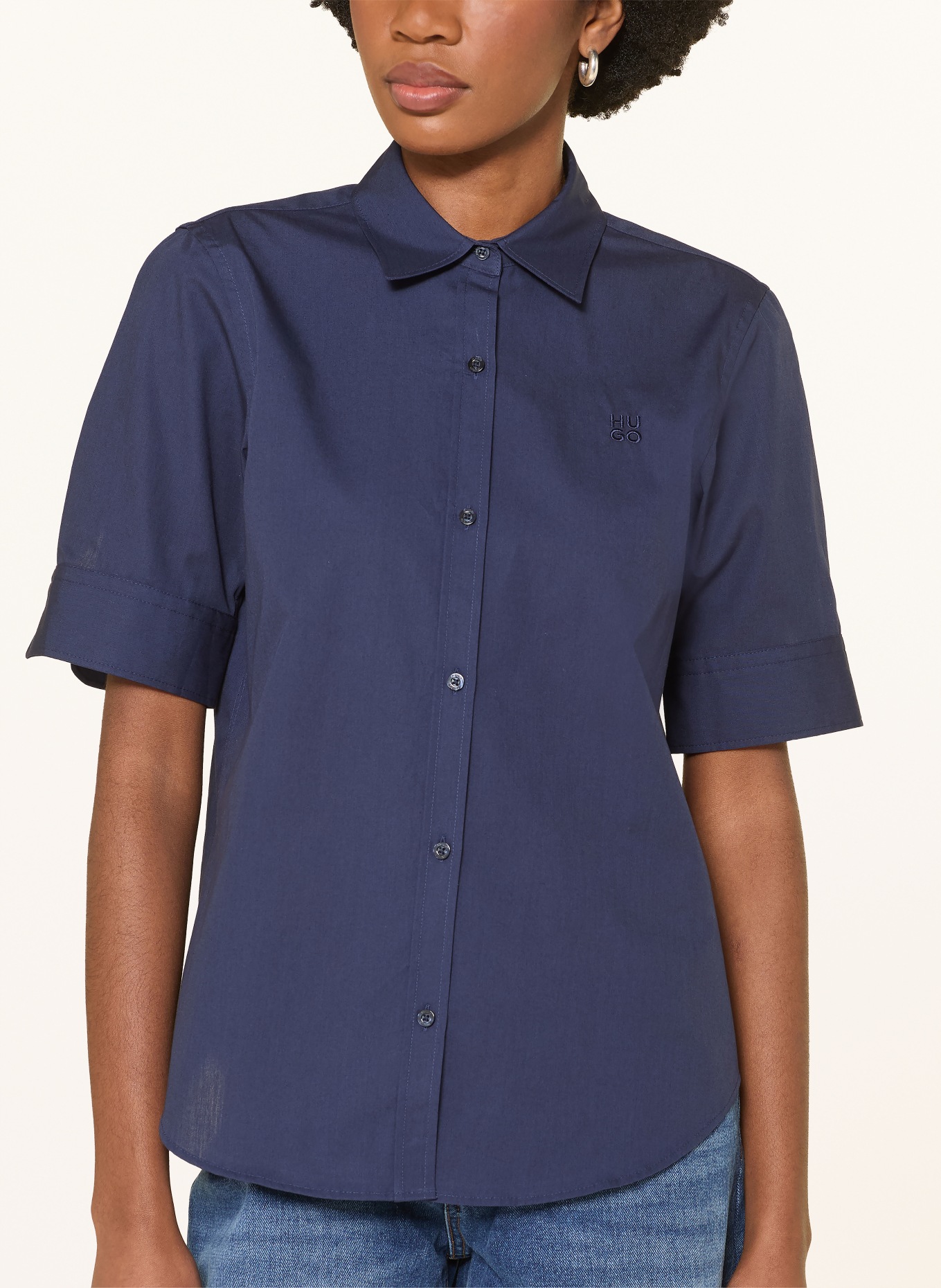 HUGO Hemdbluse THE SUMMER SHIRT: DUNKELBLAU