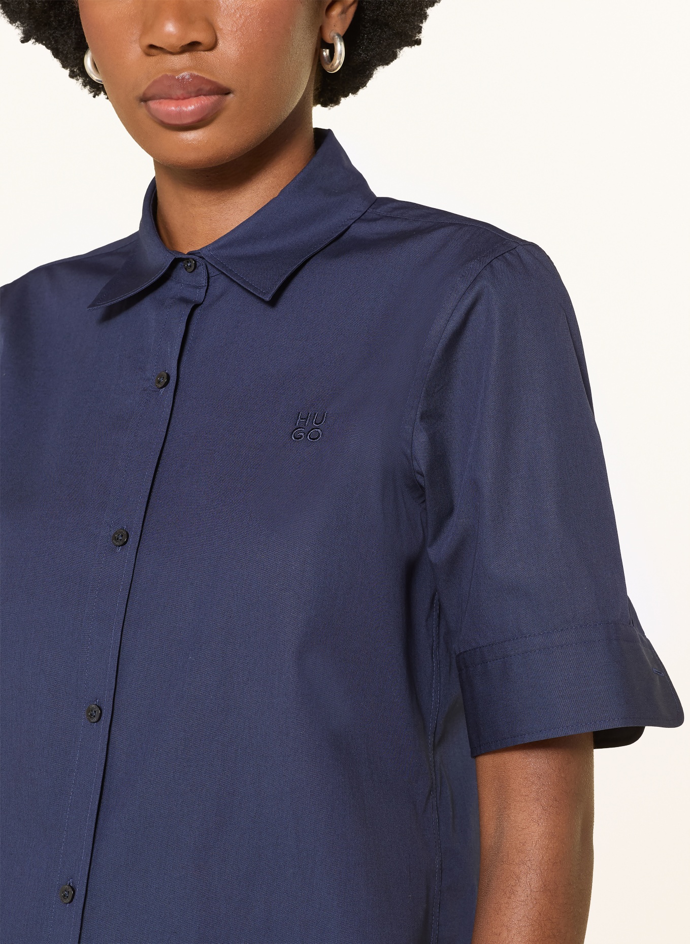 HUGO Hemdbluse THE SUMMER SHIRT: DUNKELBLAU