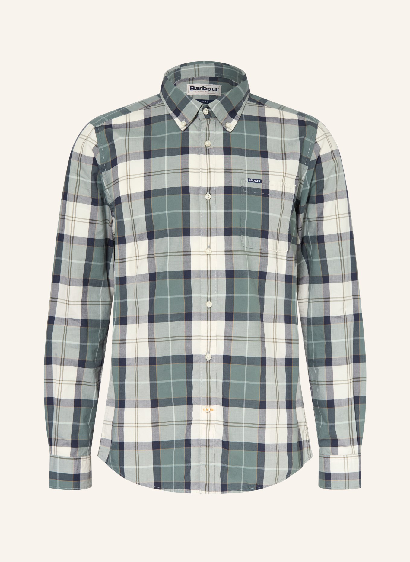 Barbour Overhemd RAWLEY Tailored Fit: PETROL / CRÈME / DONKERBLAUW