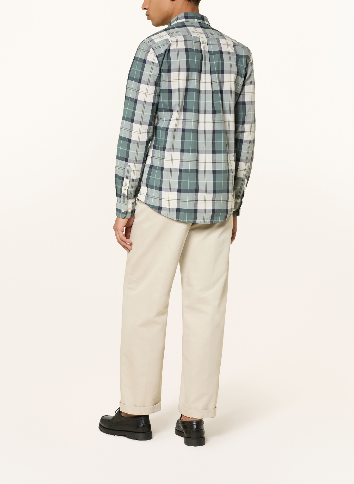 Barbour Overhemd RAWLEY Tailored Fit: PETROL / CRÈME / DONKERBLAUW