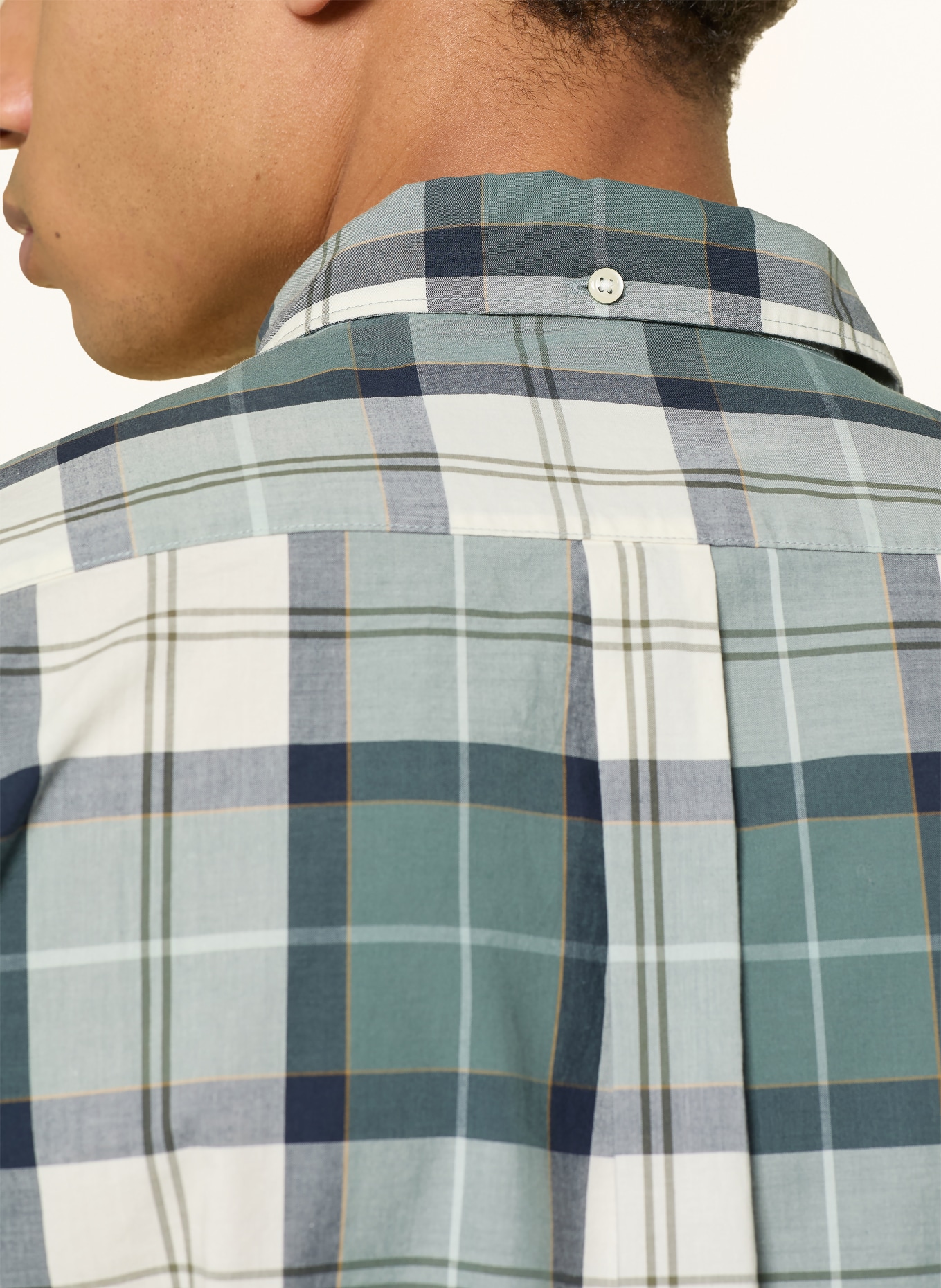 Barbour Overhemd RAWLEY Tailored Fit: PETROL / CRÈME / DONKERBLAUW