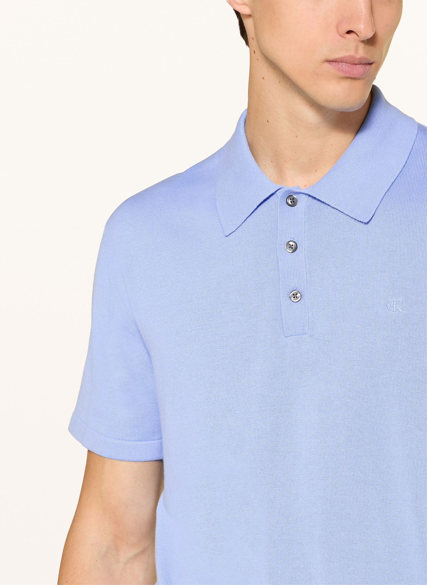 Calvin Klein Gebreid poloshirt: LICHTBLAUW