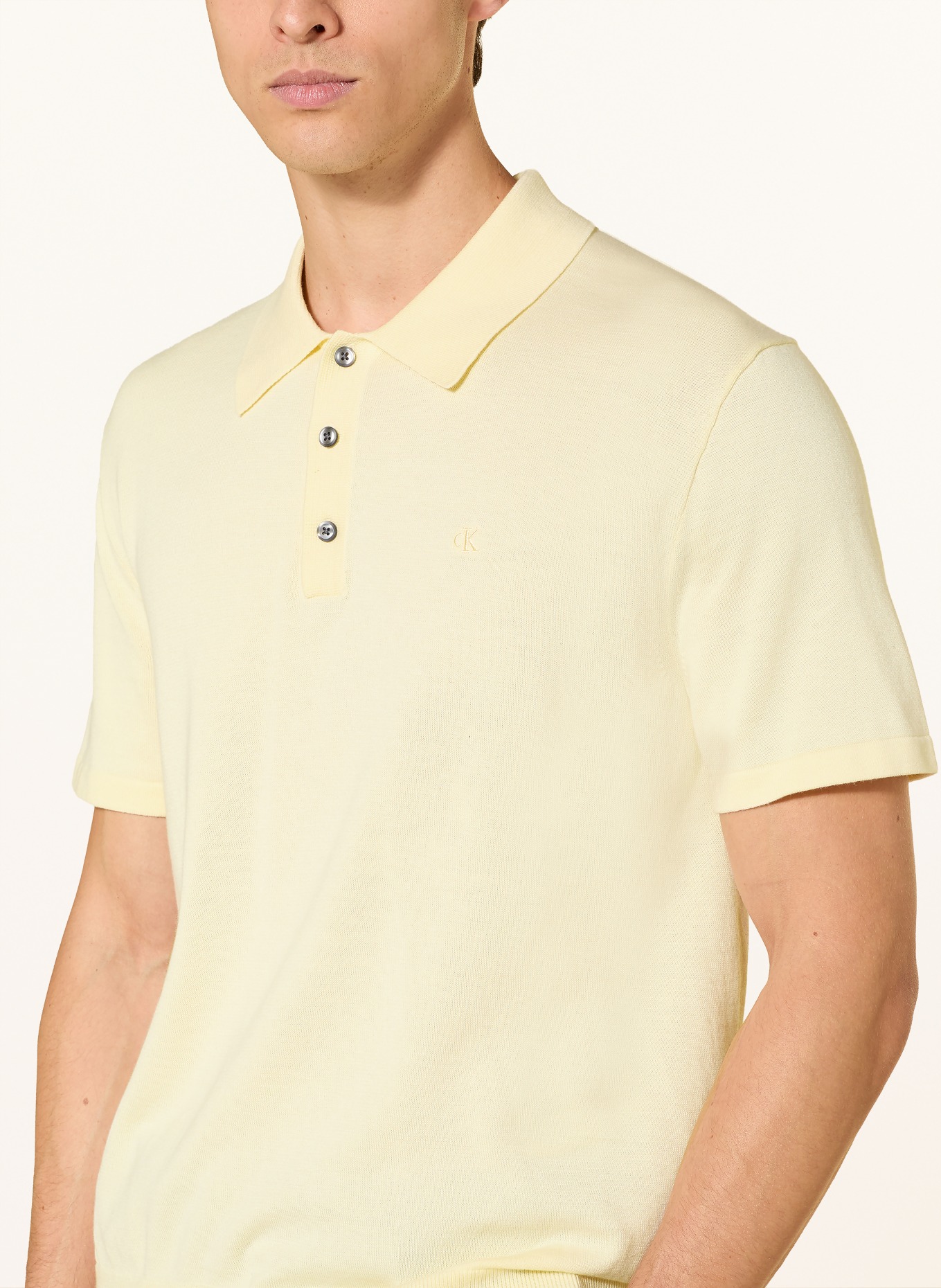 Calvin Klein Gebreid poloshirt: LICHTGEEL