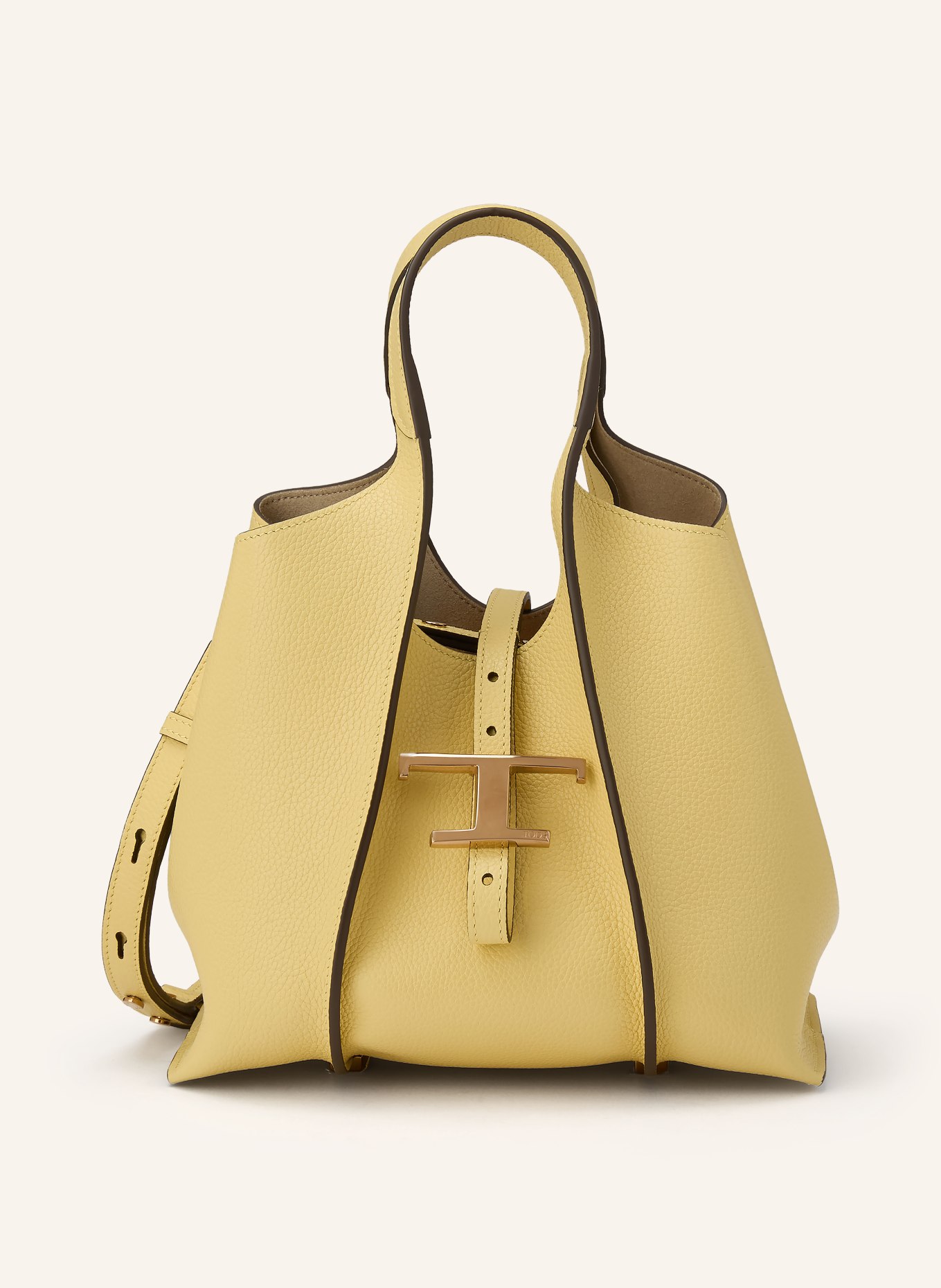 TOD'S Torba shopper T TIMELESS SMALL z saszetką: ŻÓŁTY / ZŁOTY