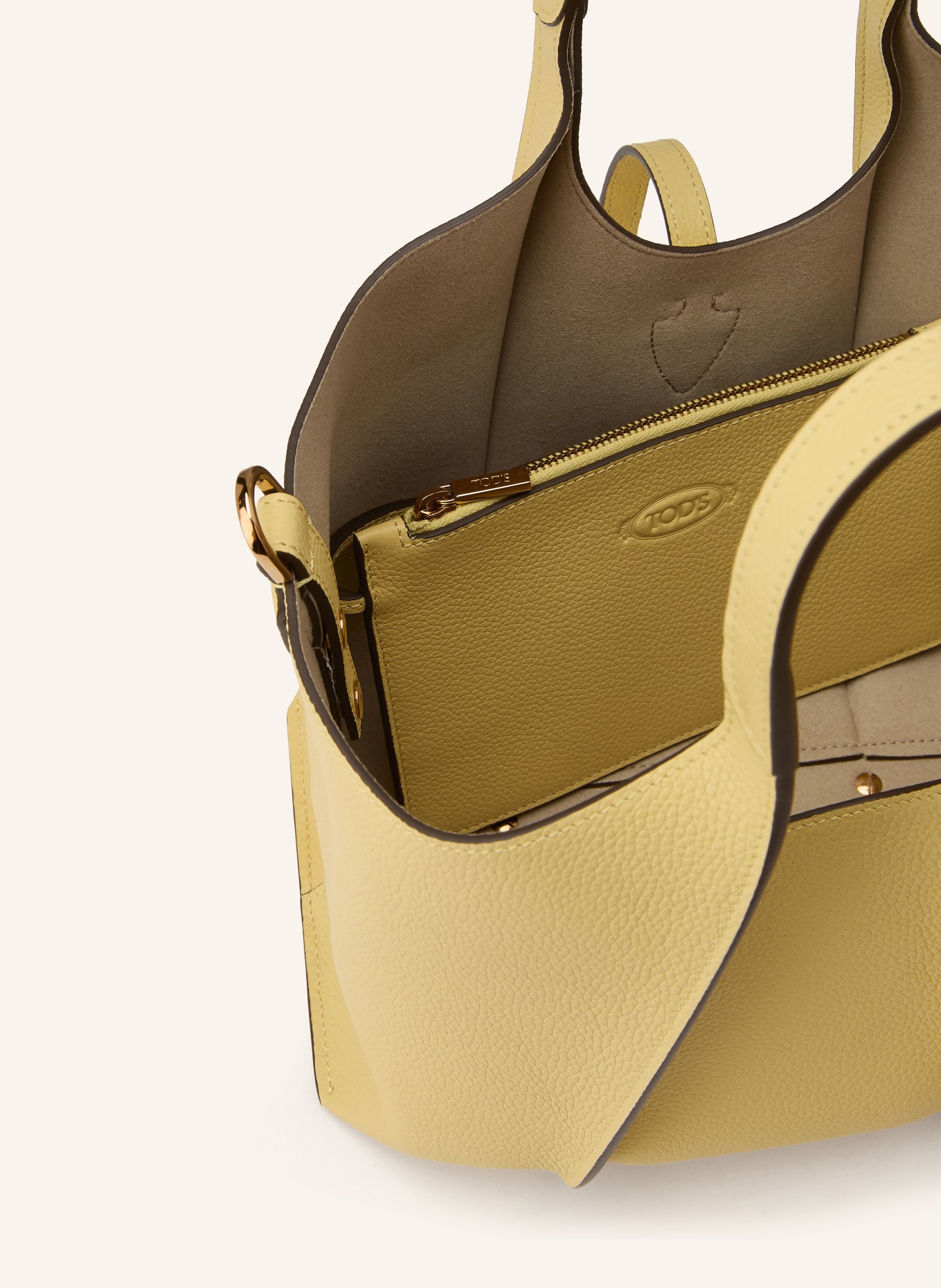 TOD'S Torba shopper T TIMELESS SMALL z saszetką: ŻÓŁTY / ZŁOTY