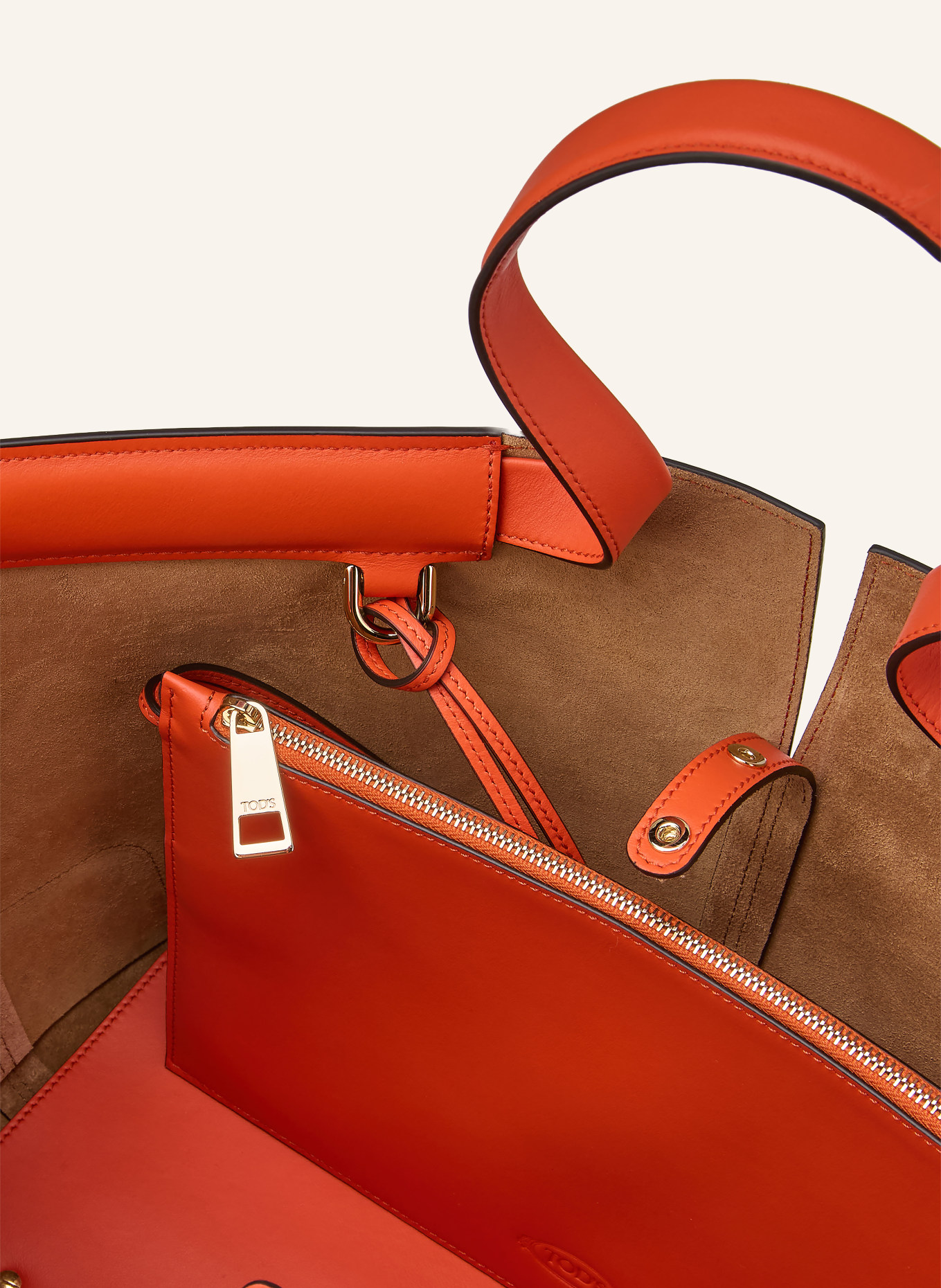 TOD'S Shopper MEDIO SMALL: ORANGE / GOLD