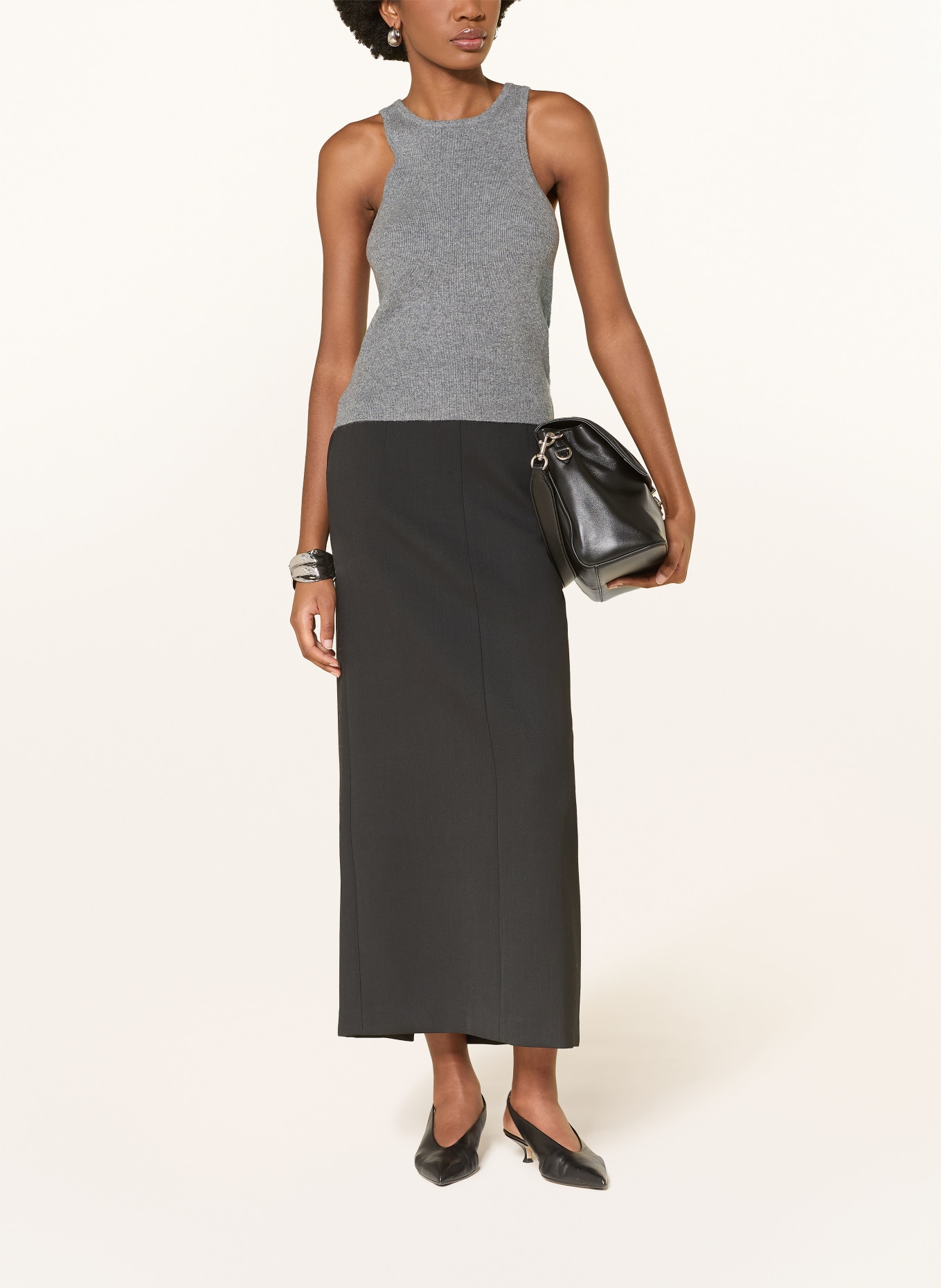 ALMADA LABEL Pletený top LUNA z merino vlny s kašmírem: ŠEDÁ