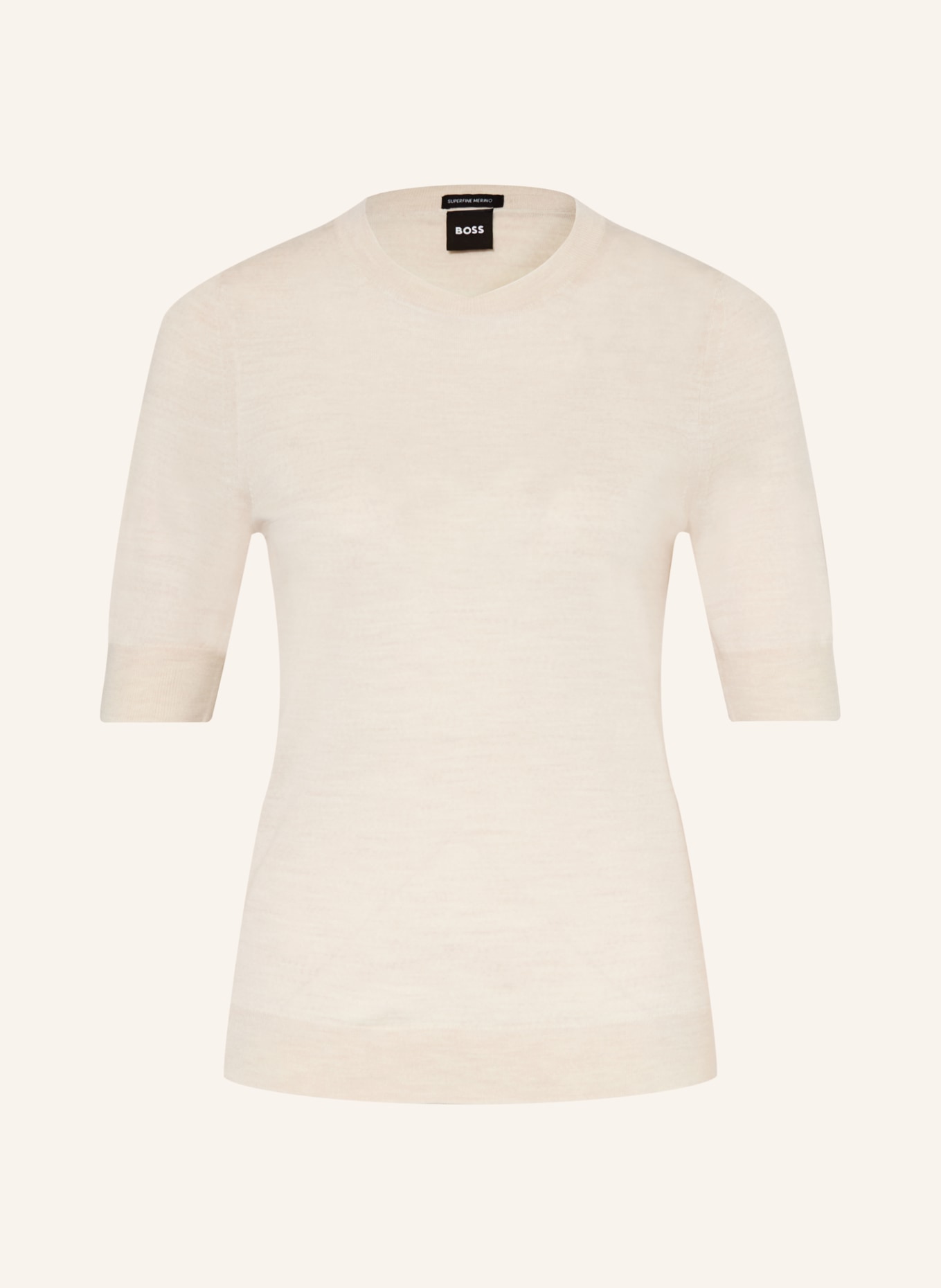 BOSS Úpletové tričko FARBELLA: BÉŽOVÁ