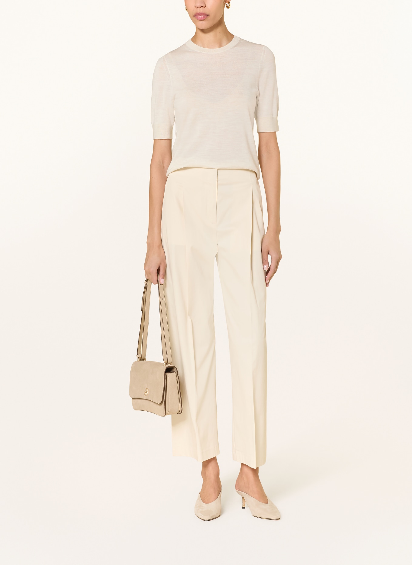 BOSS Úpletové tričko FARBELLA: BÉŽOVÁ