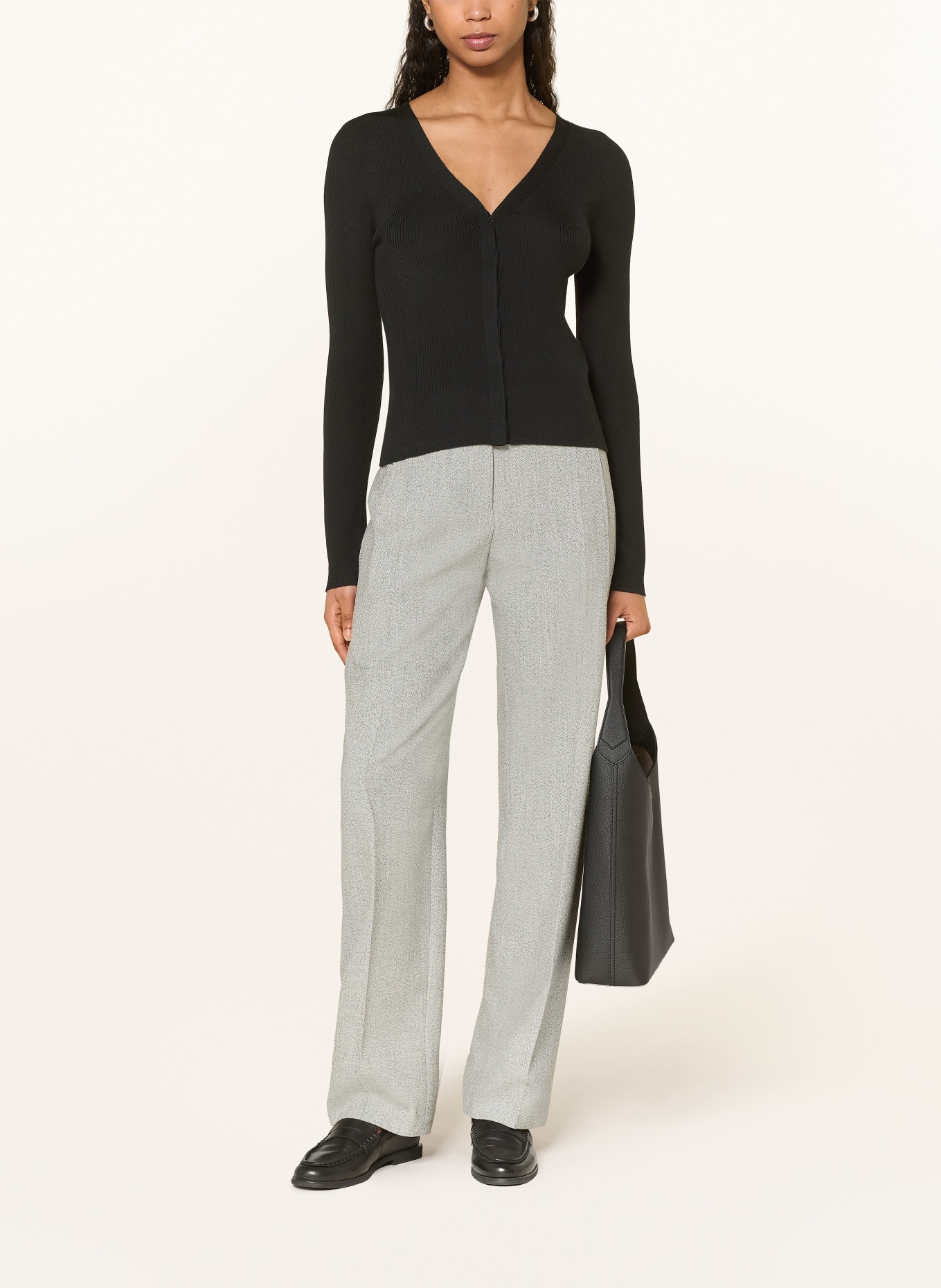 BOSS Pletený kardigan FRIVA: ČERNÁ