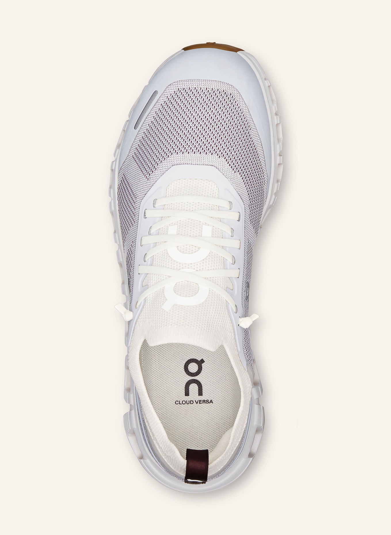 On CLOUD 6 VERSA sneaker: WHITE / BROWN / LIGHT GRAY