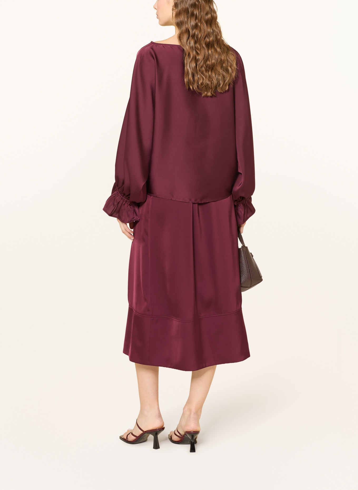 V by Vera Mont Blusenshirt aus Satin mit Volants: DUNKELROT