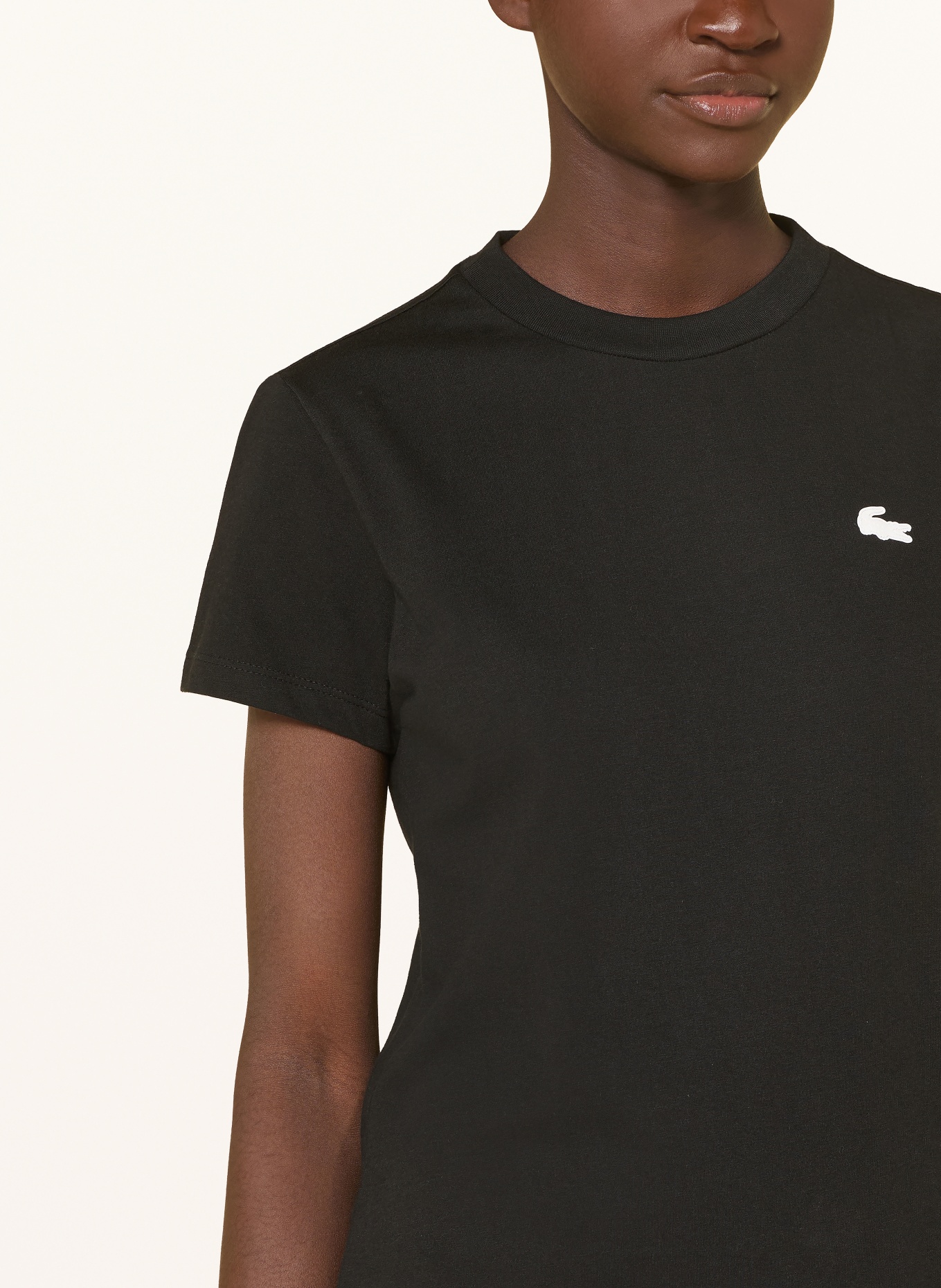 LACOSTE Tričko: ČERNÁ / BÍLÁ