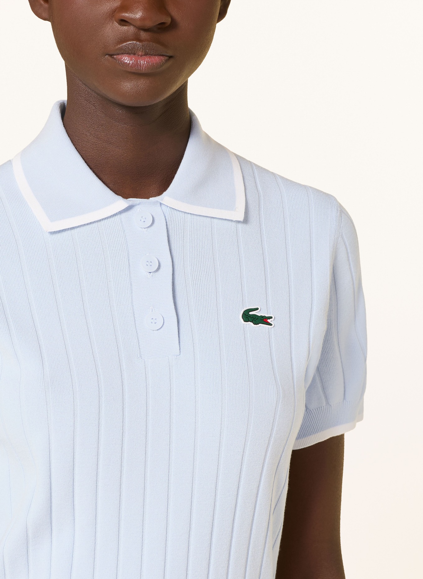 LACOSTE Funkční polokošile: TMAVĚ MODRÁ / BÍLÁ