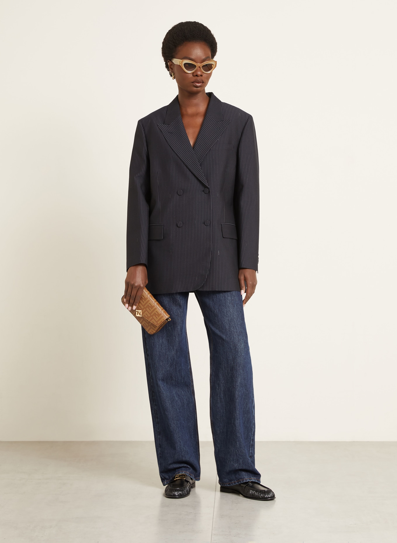 FENDI Neck wallet FF DIAMONDS: BROWN / GOLD