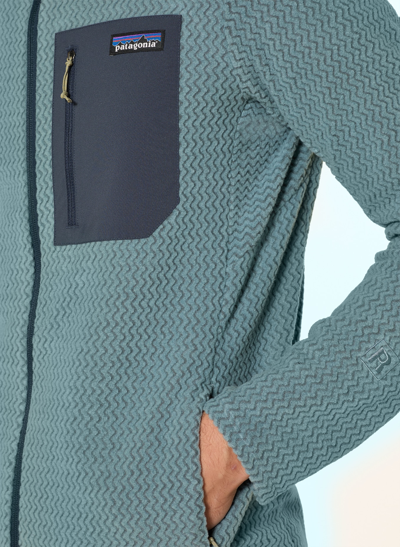 patagonia Fleecová bunda R1 AIR: TMAVĚ MODRÁ