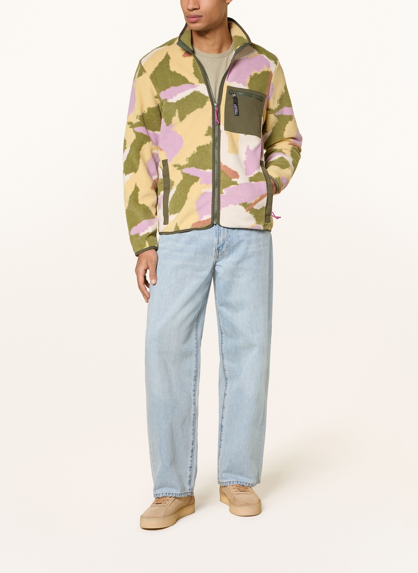 patagonia Fleecejack SYNCHILLA®: OLIJF / VIEUX ROSE / LICHTGEEL