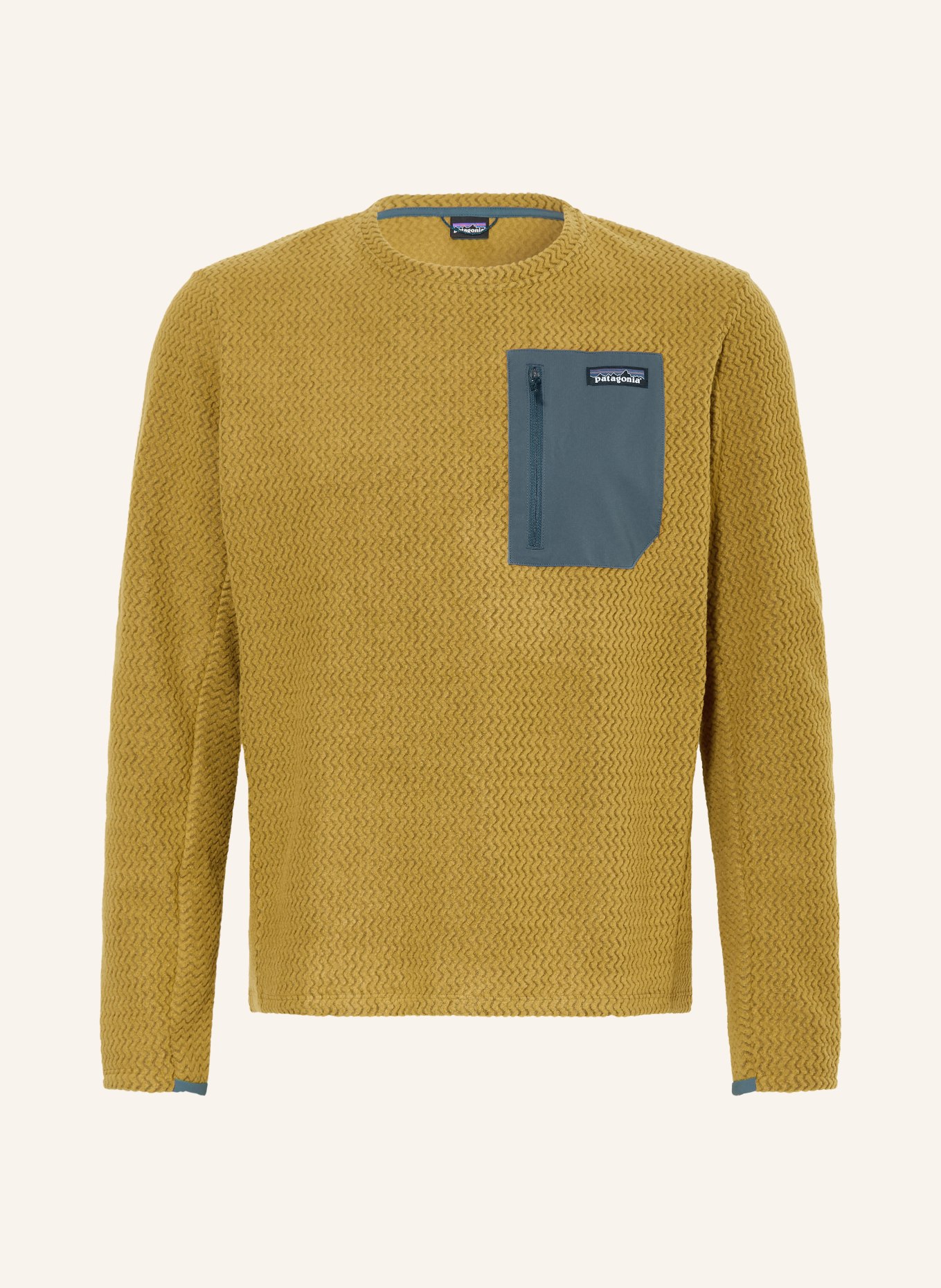 patagonia Fleecepullover R1® AIR: DONKERGEEL / PETROL